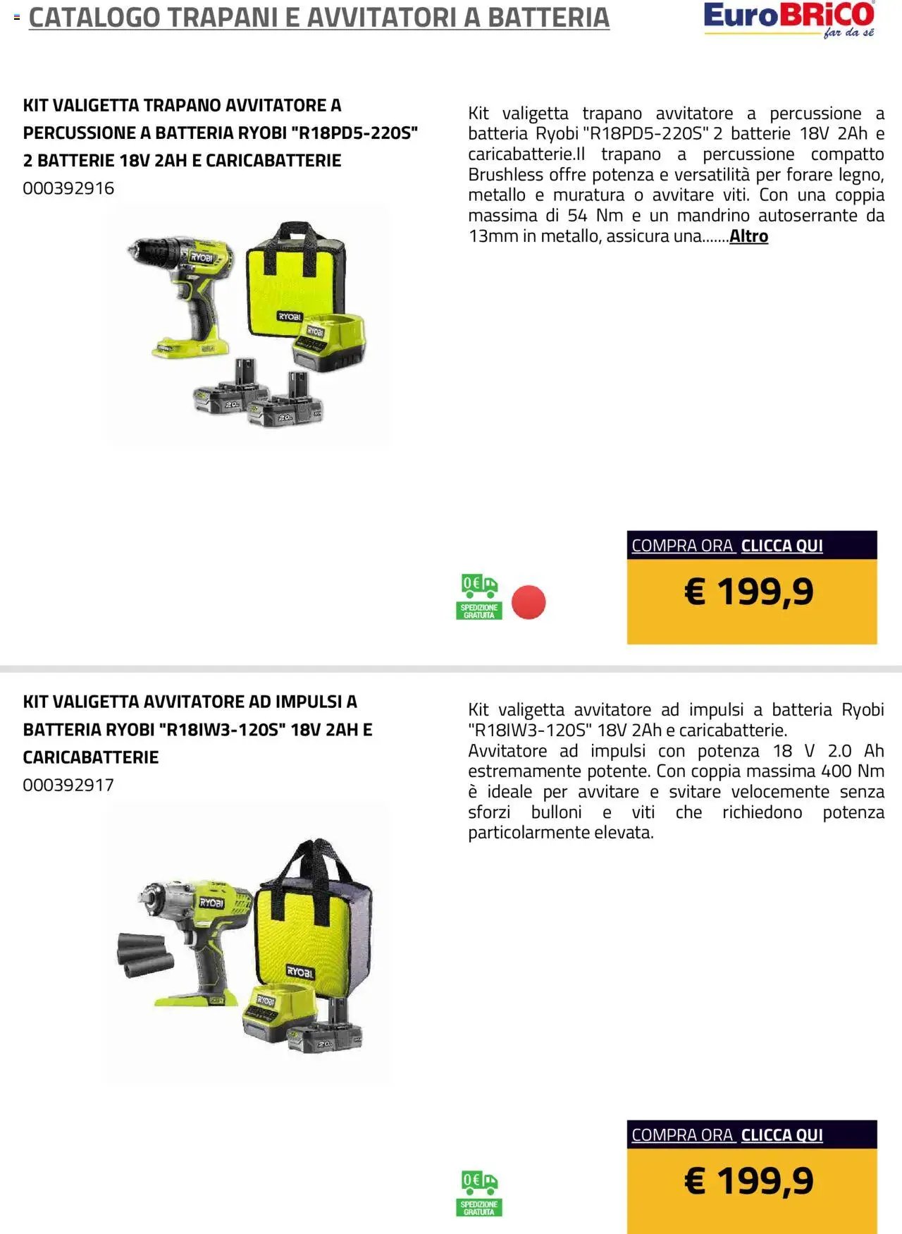 Eurobrico Trapani e Avvitatori a Batteria catalogo