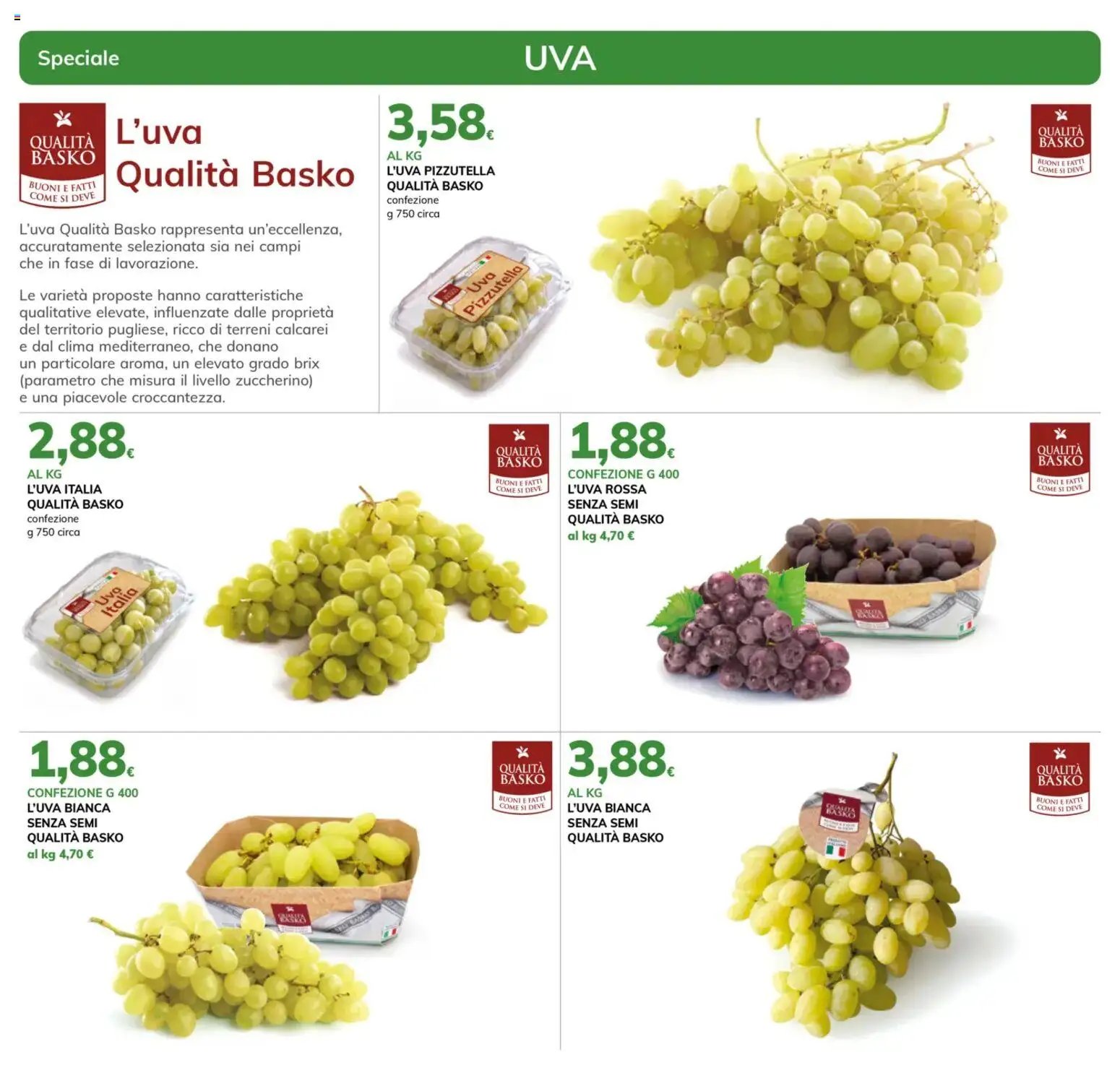 Basko volantino Speciale Uva