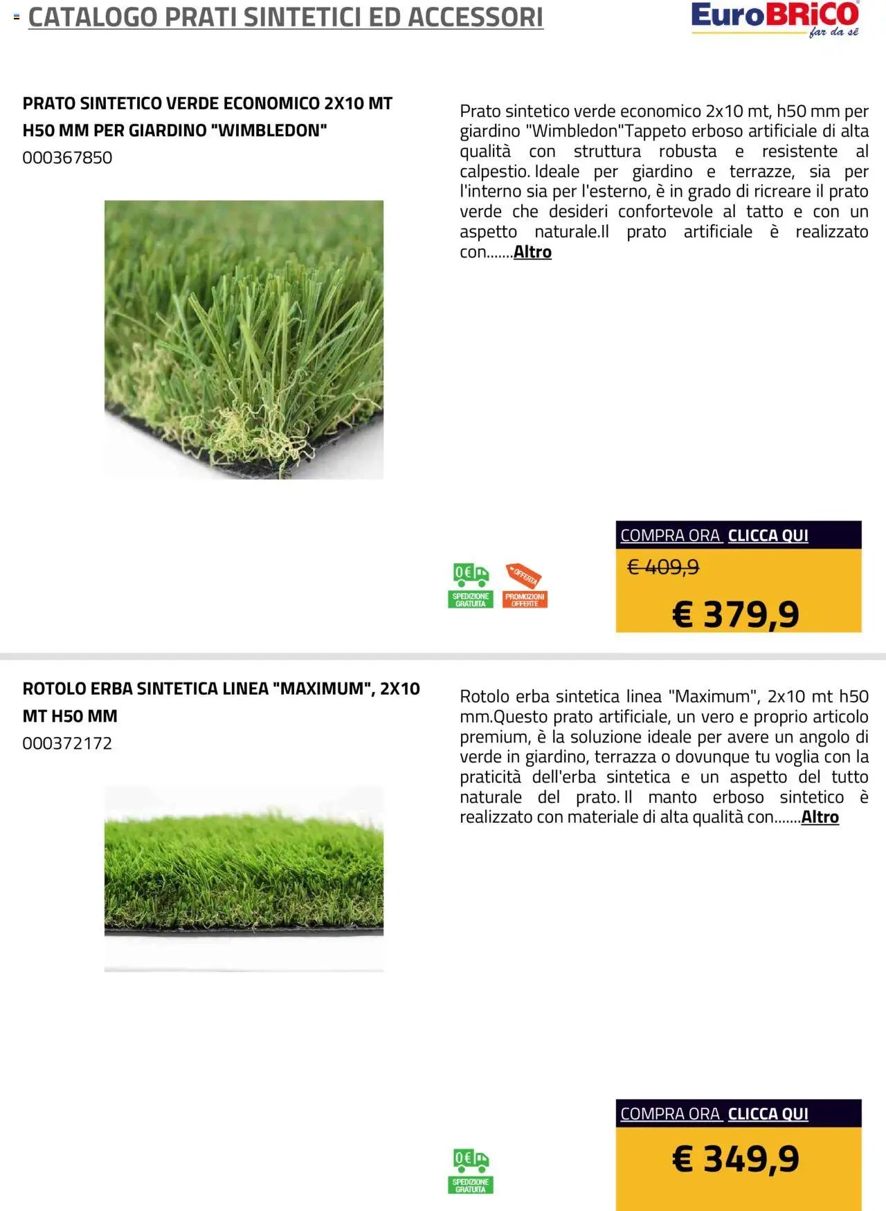 Eurobrico Prati sintetici ed Accessori catalogo