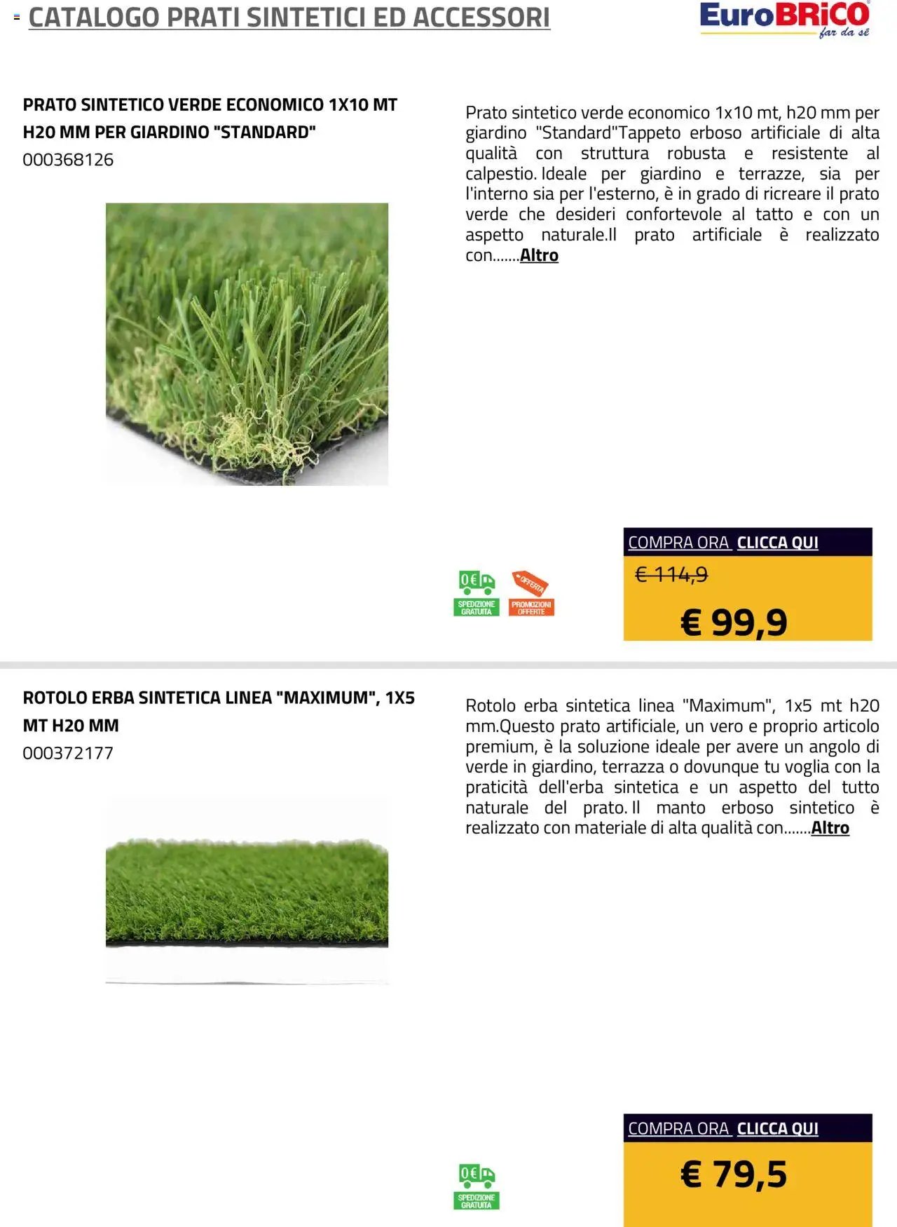 Eurobrico Prati sintetici ed Accessori catalogo