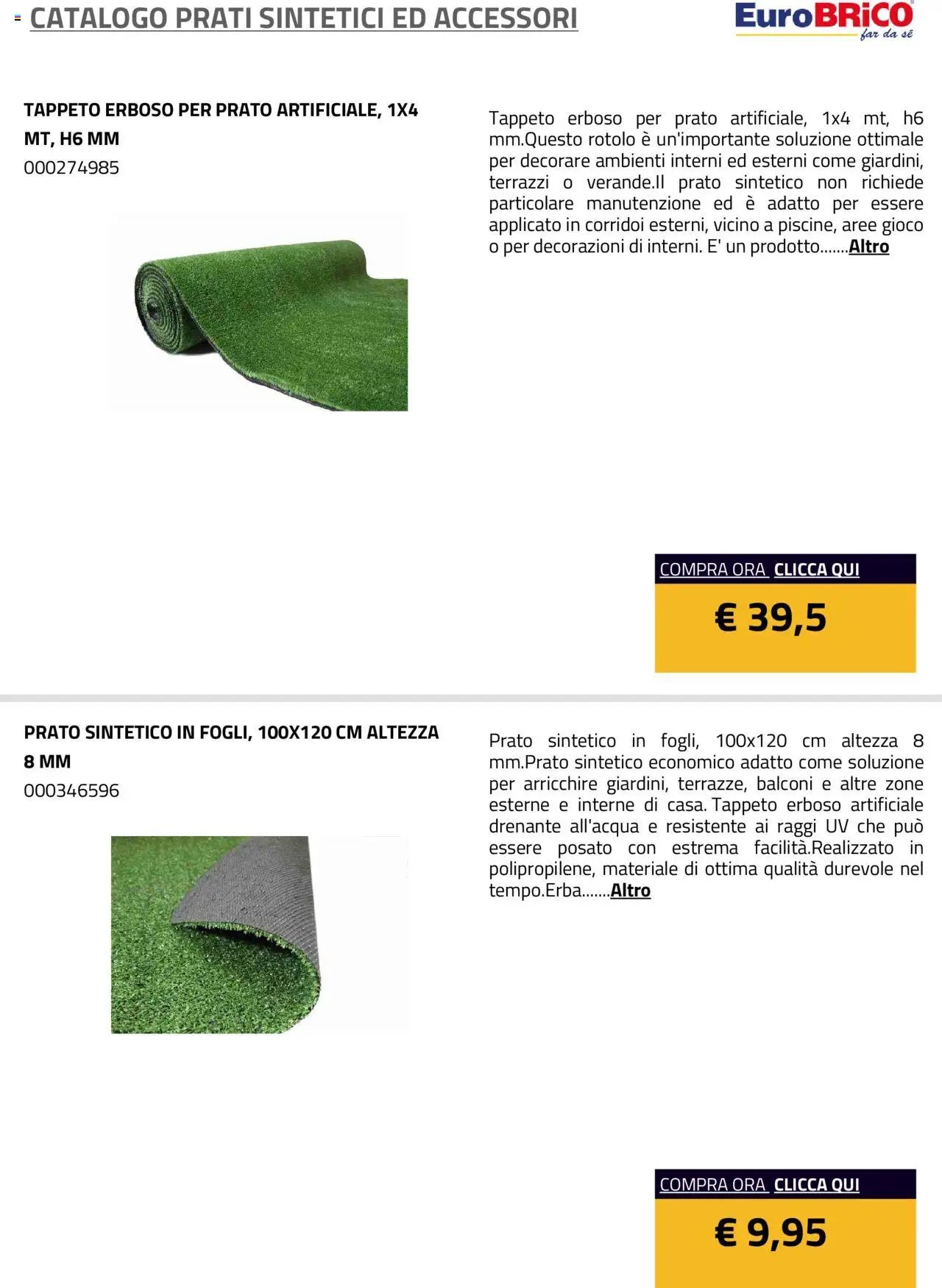 Eurobrico Prati sintetici ed Accessori catalogo