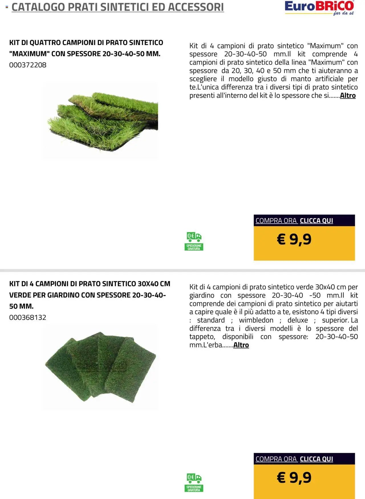 Eurobrico Prati sintetici ed Accessori catalogo