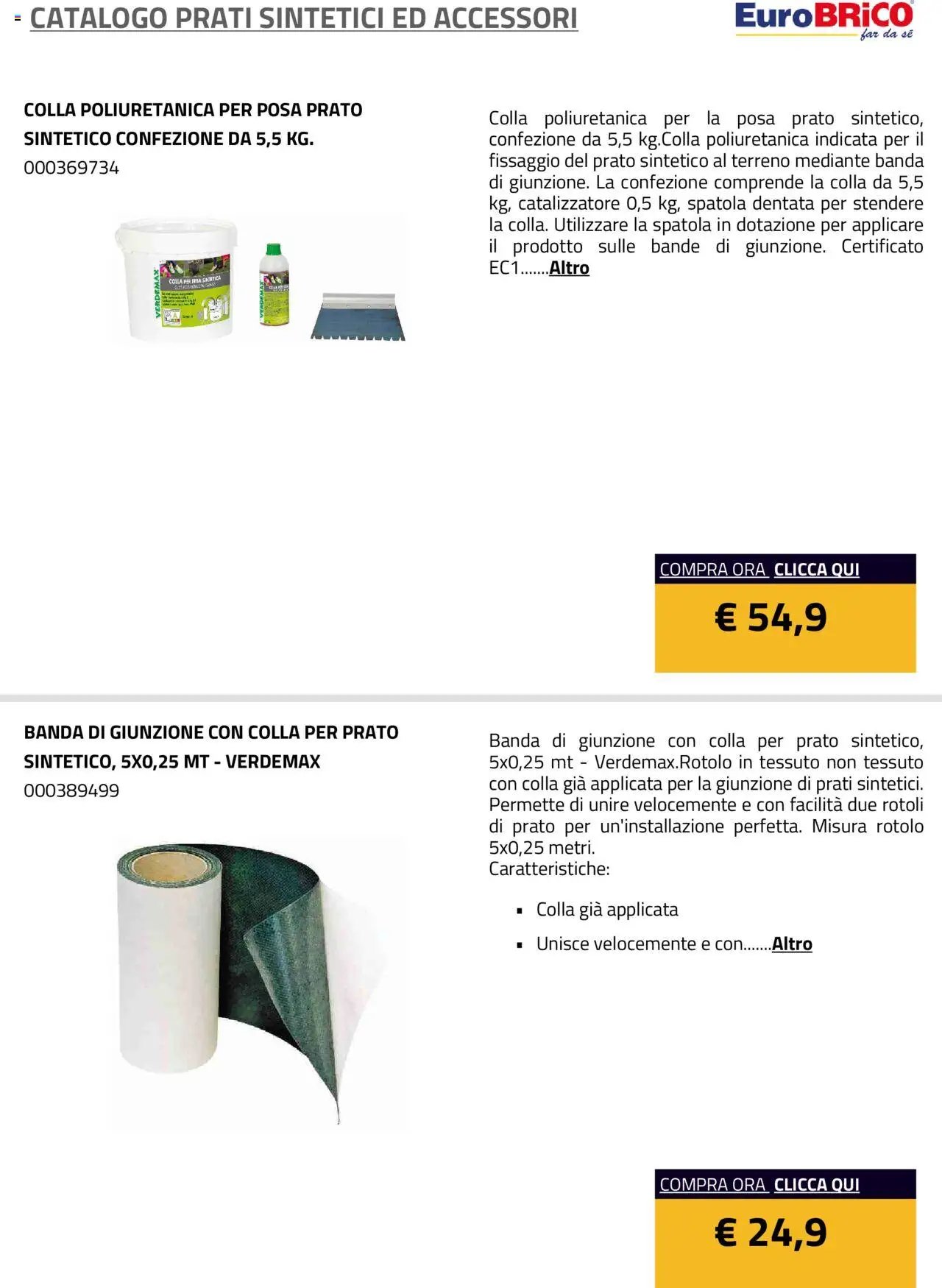 Eurobrico Prati sintetici ed Accessori catalogo