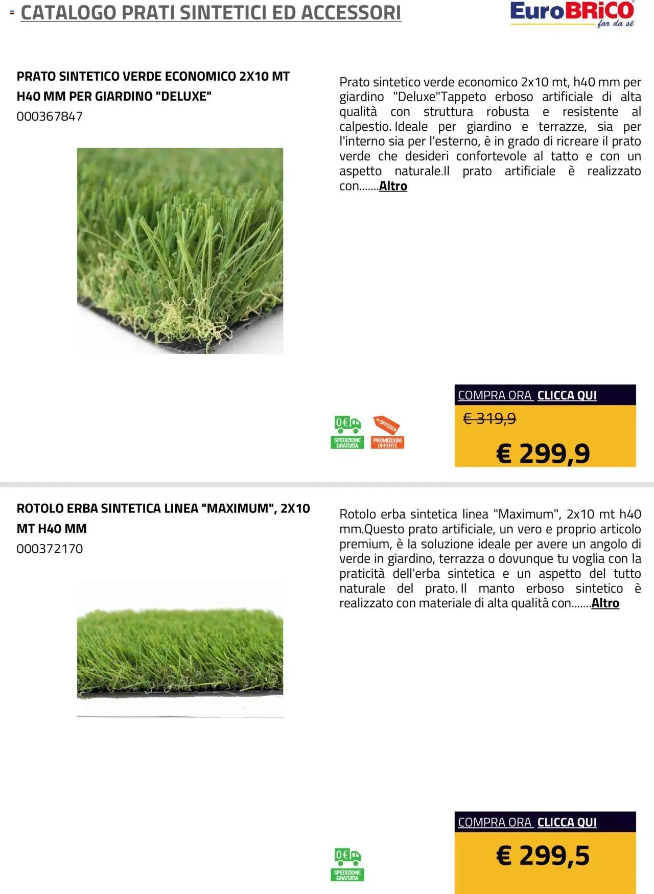 Eurobrico Prati sintetici ed Accessori catalogo