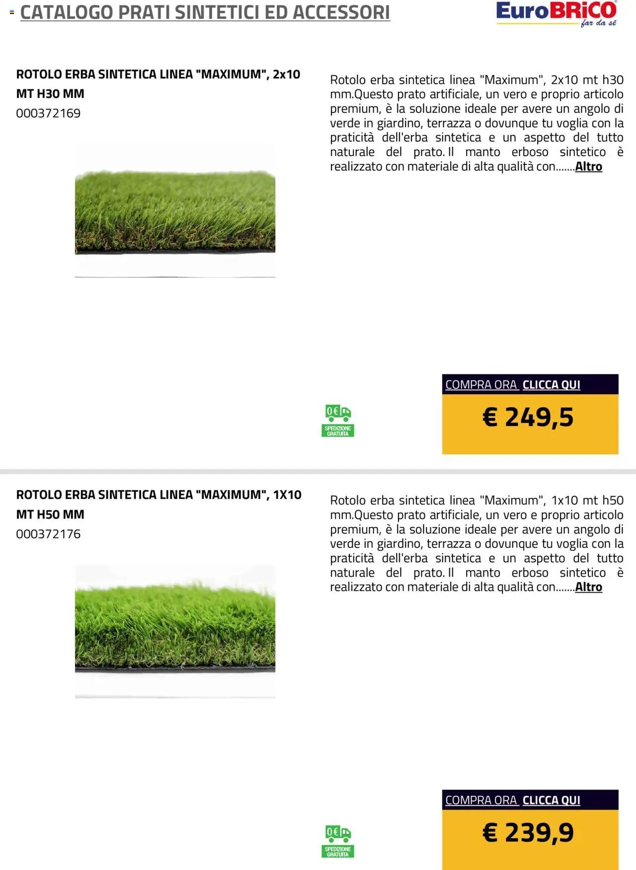 Eurobrico Prati sintetici ed Accessori catalogo