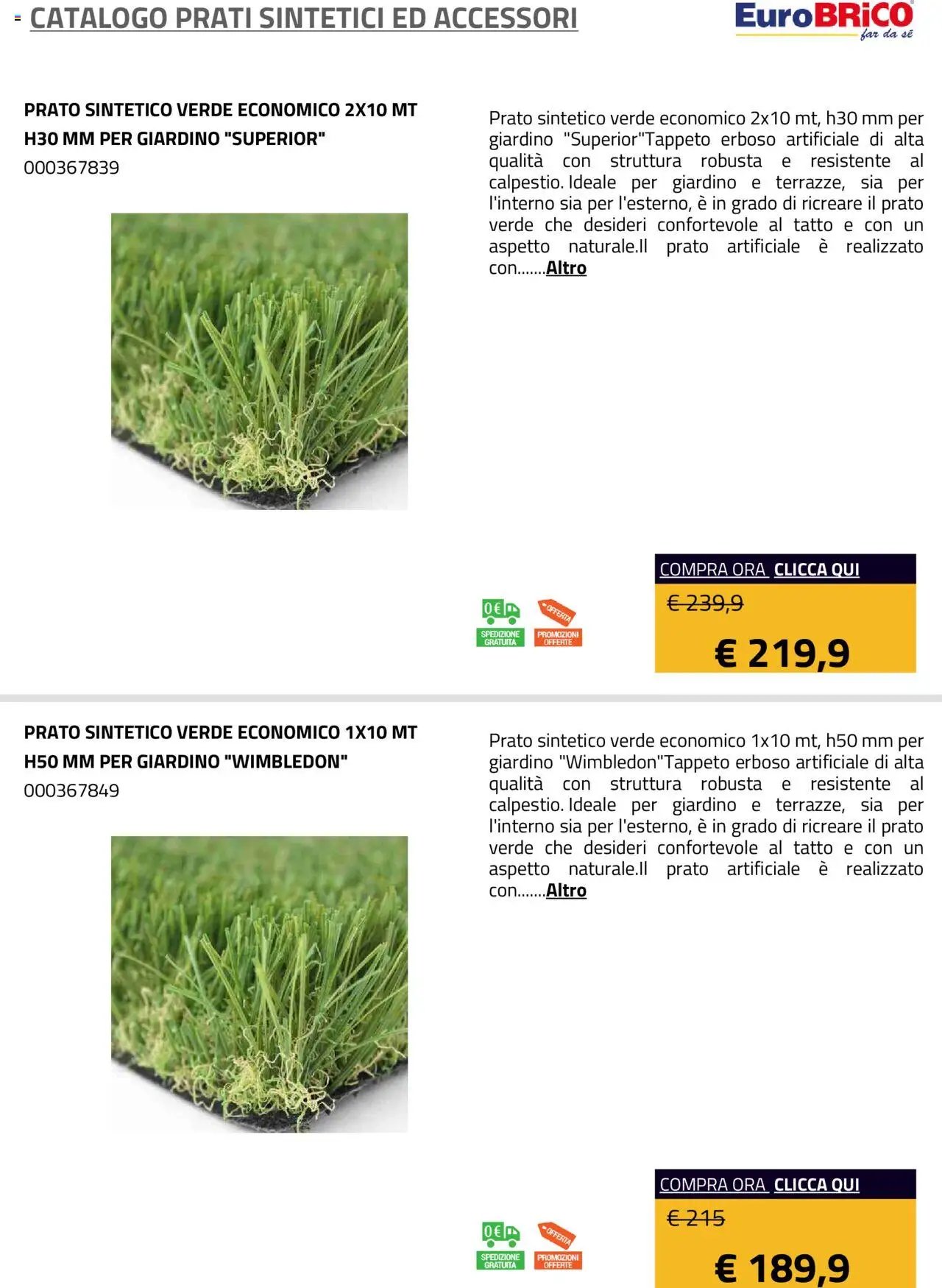 Eurobrico Prati sintetici ed Accessori catalogo