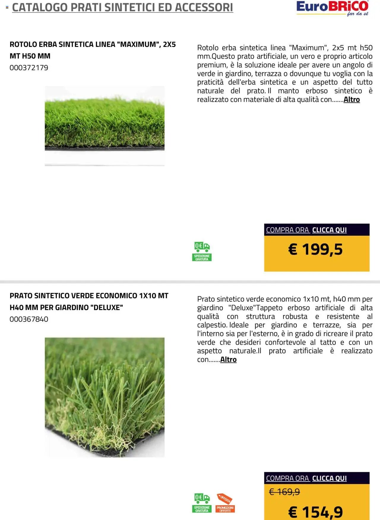 Eurobrico Prati sintetici ed Accessori catalogo