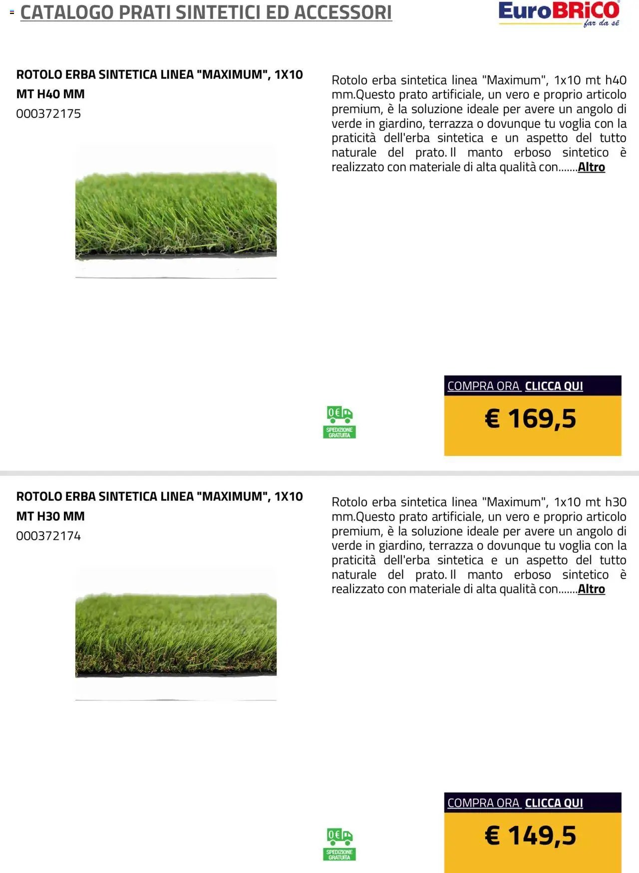 Eurobrico Prati sintetici ed Accessori catalogo