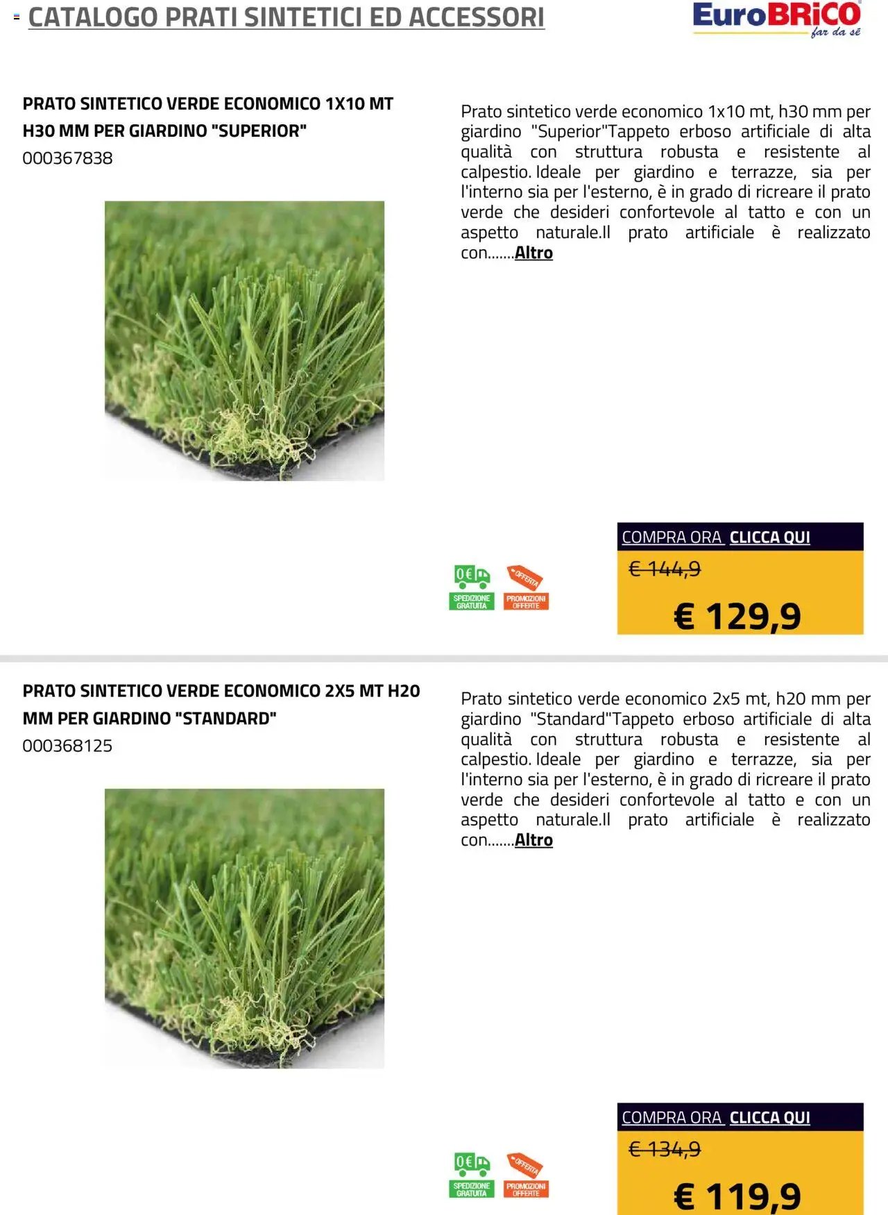 Eurobrico Prati sintetici ed Accessori catalogo