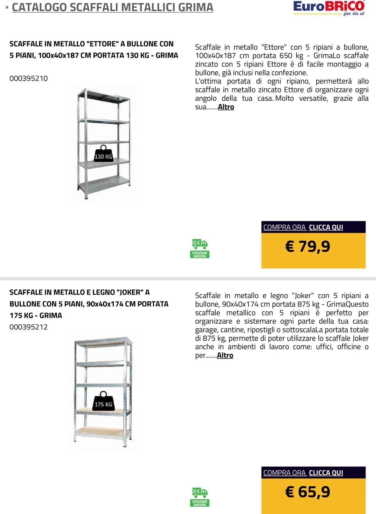 Eurobrico Scaffali metallici Grima catalogo