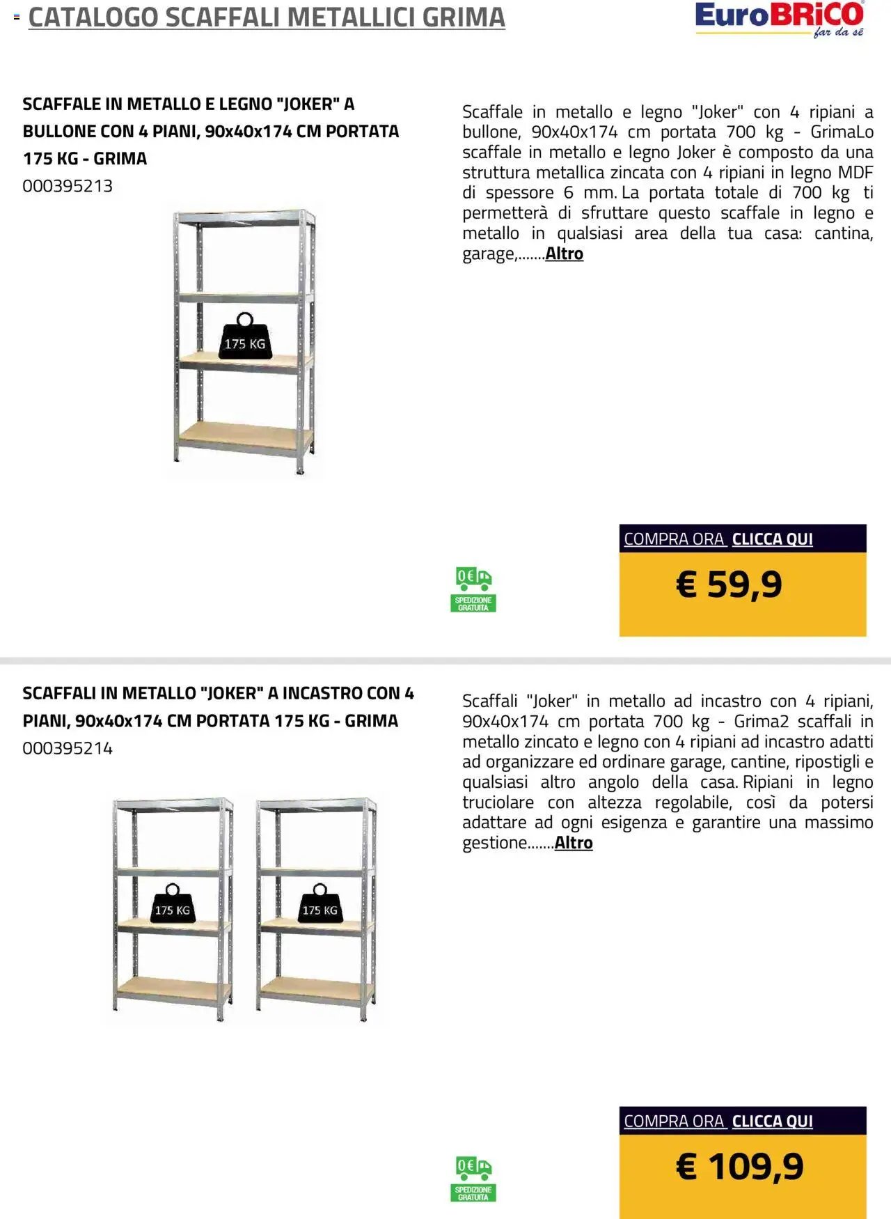 Eurobrico Scaffali metallici Grima catalogo