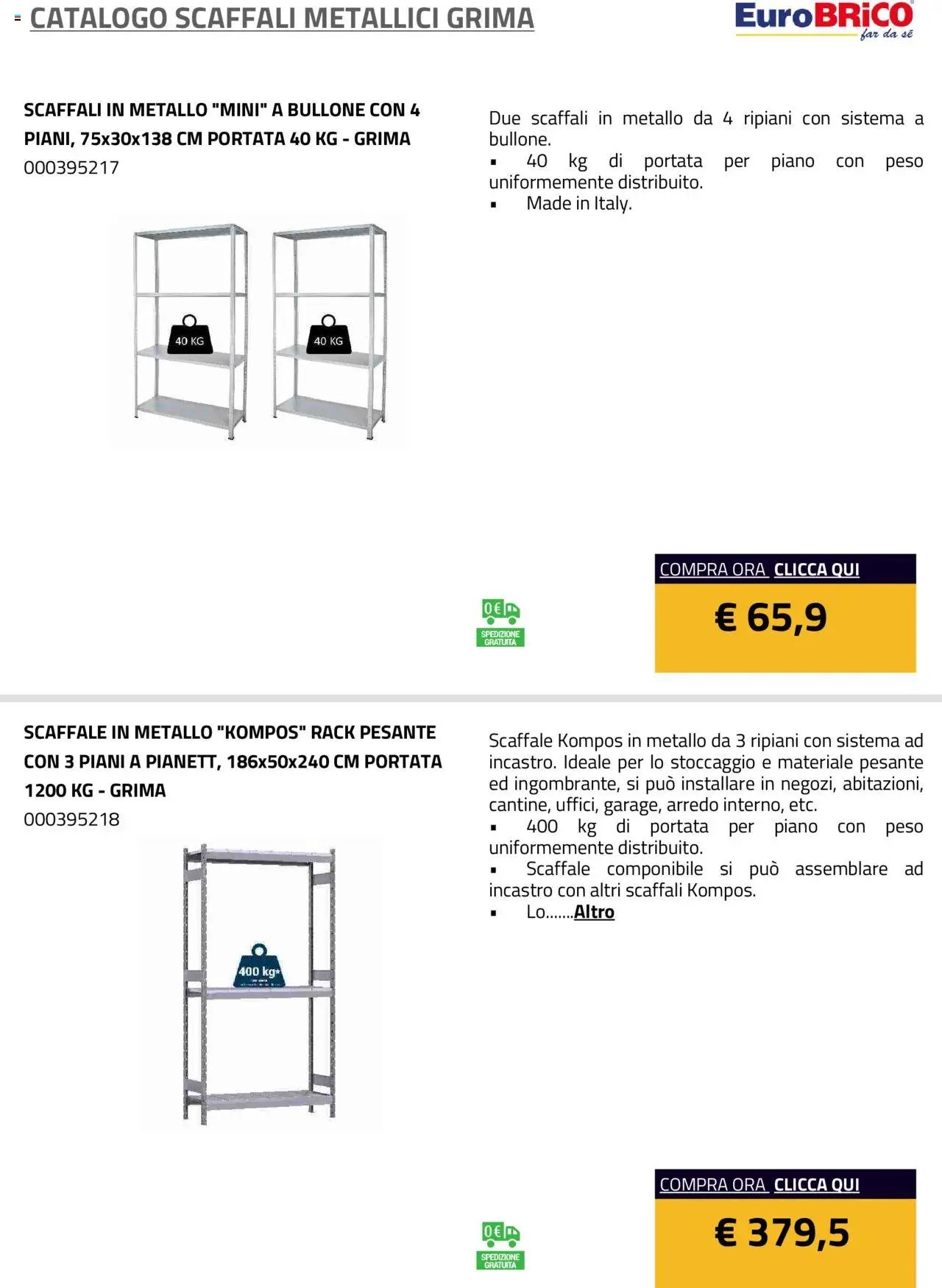 Eurobrico Scaffali metallici Grima catalogo