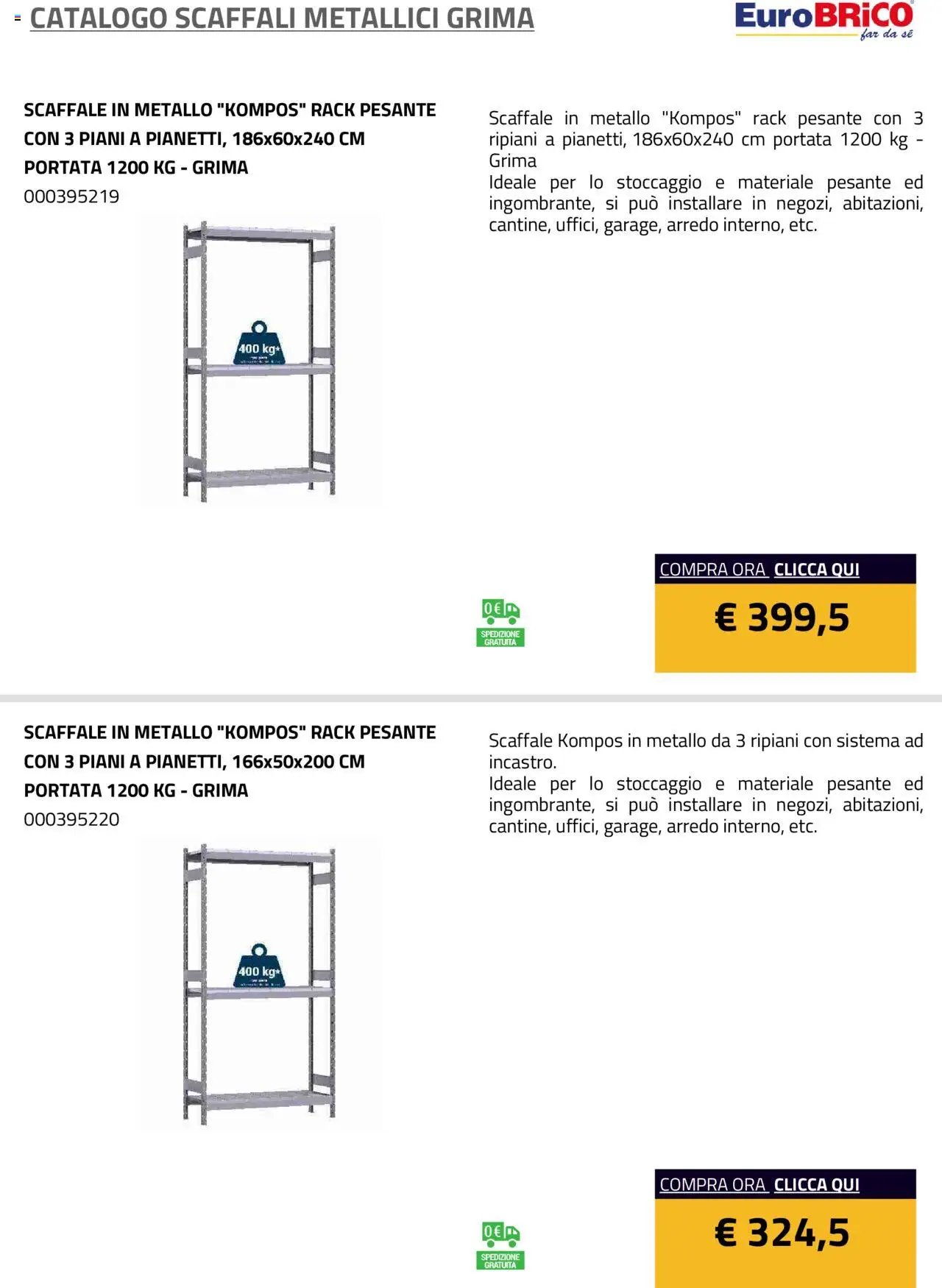Eurobrico Scaffali metallici Grima catalogo