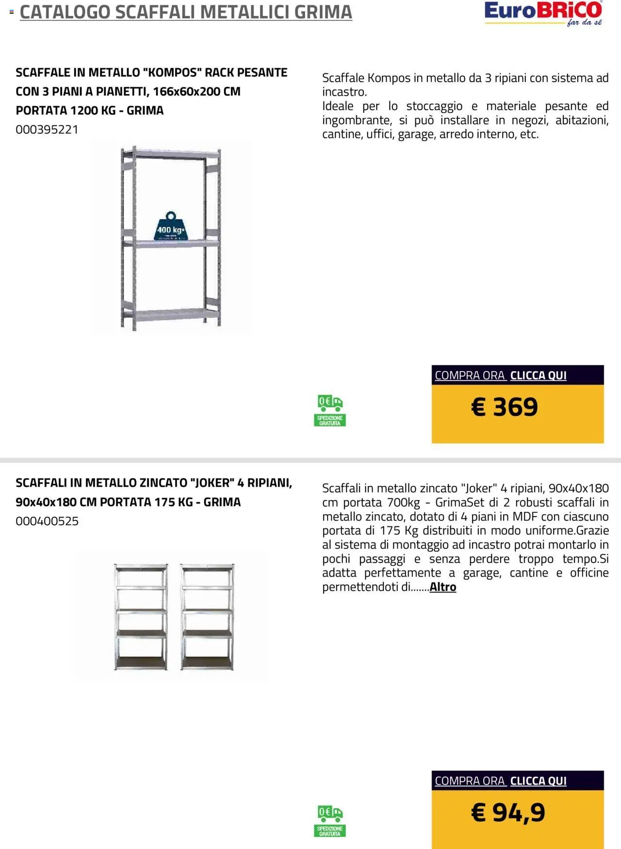 Eurobrico Scaffali metallici Grima catalogo