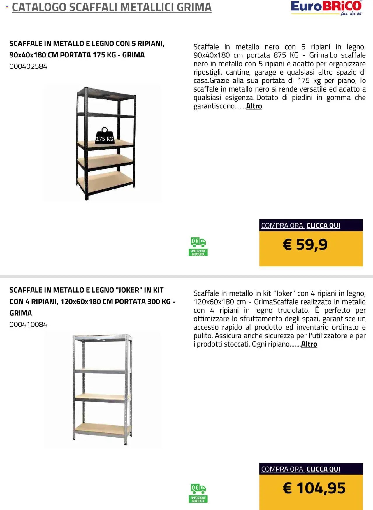 Eurobrico Scaffali metallici Grima catalogo