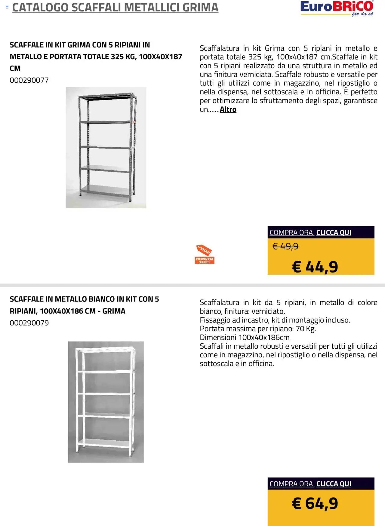 Eurobrico Scaffali metallici Grima catalogo