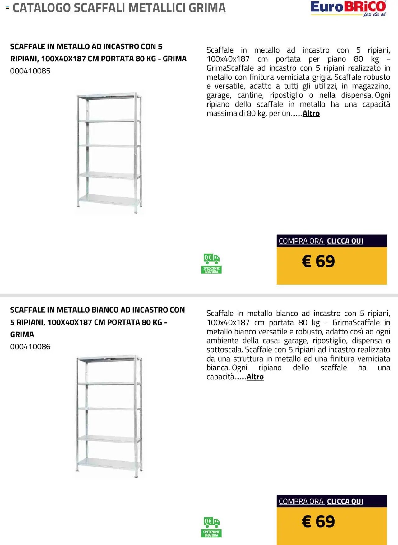 Eurobrico Scaffali metallici Grima catalogo