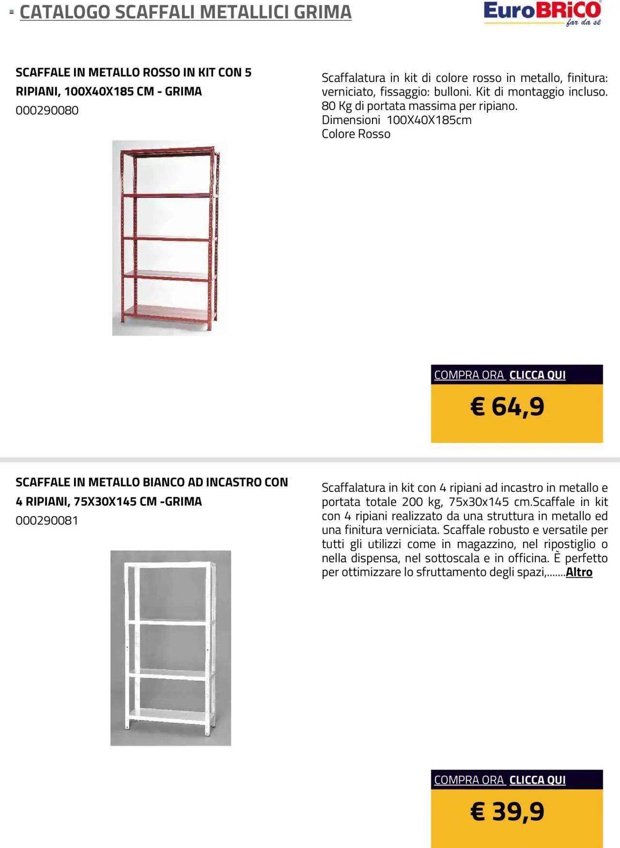 Eurobrico Scaffali metallici Grima catalogo