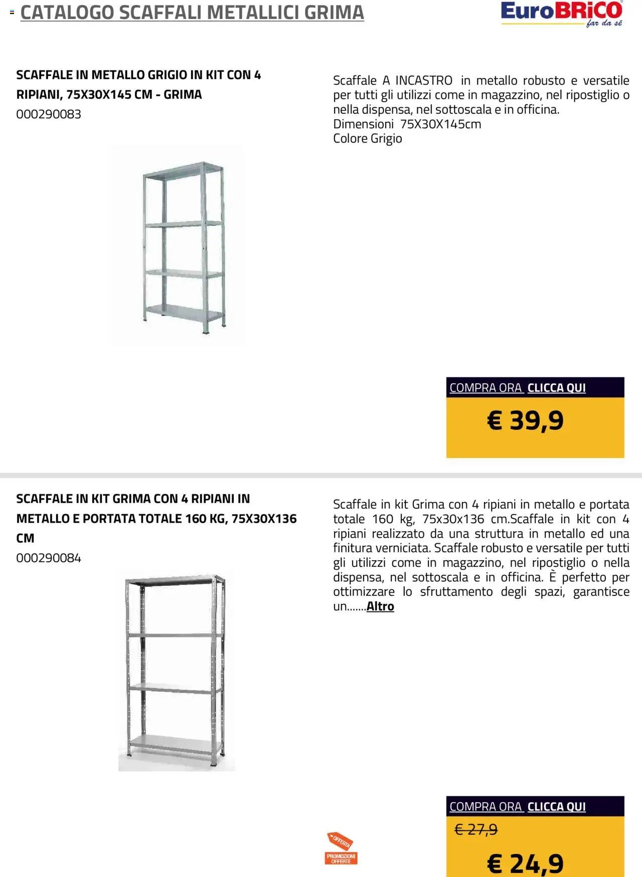 Eurobrico Scaffali metallici Grima catalogo