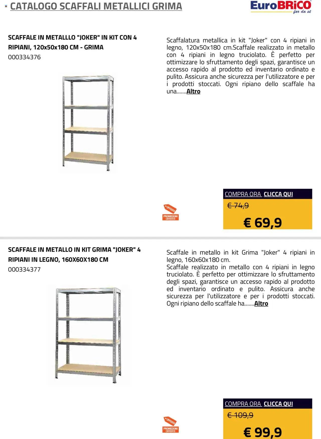Eurobrico Scaffali metallici Grima catalogo