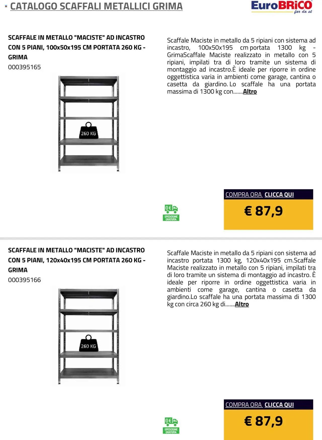 Eurobrico Scaffali metallici Grima catalogo