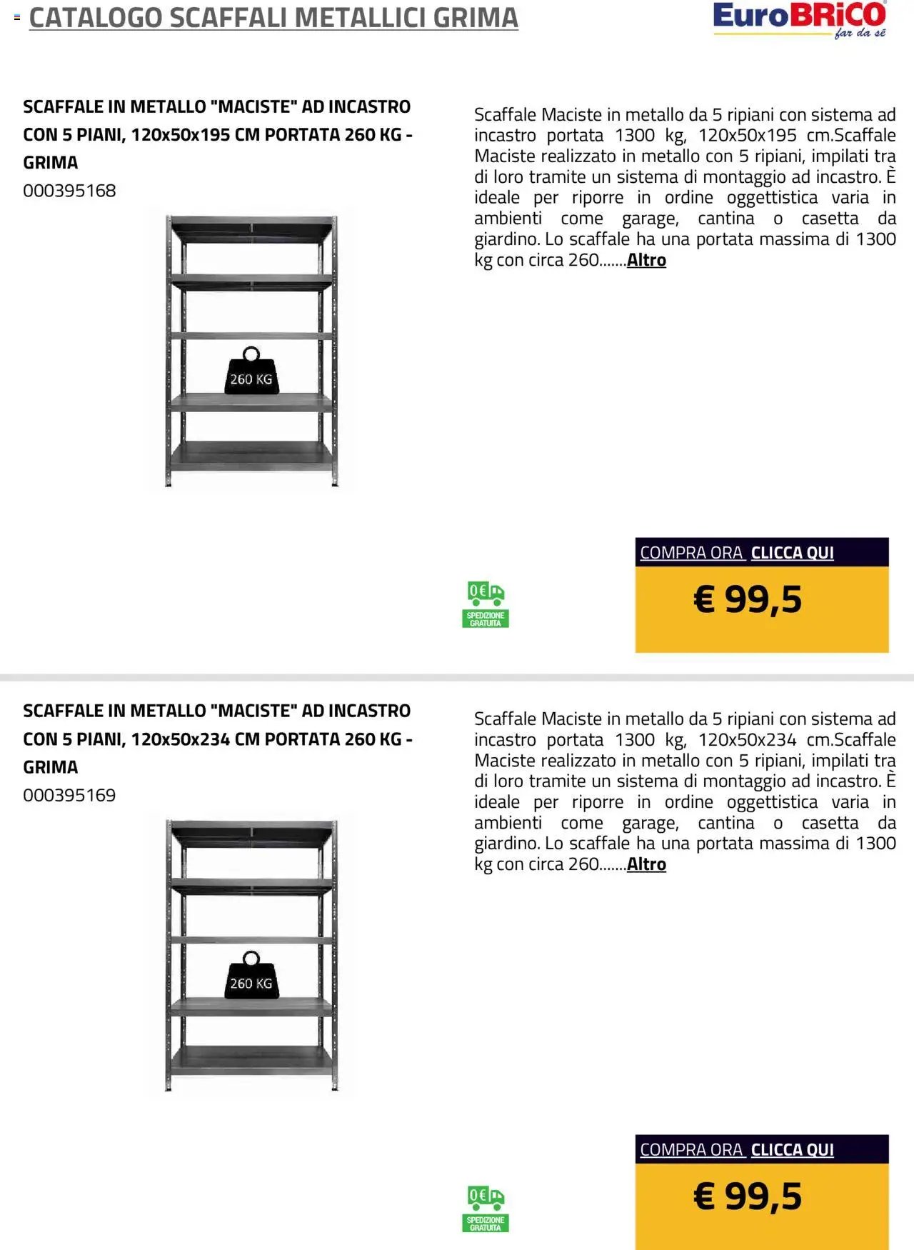 Eurobrico Scaffali metallici Grima catalogo