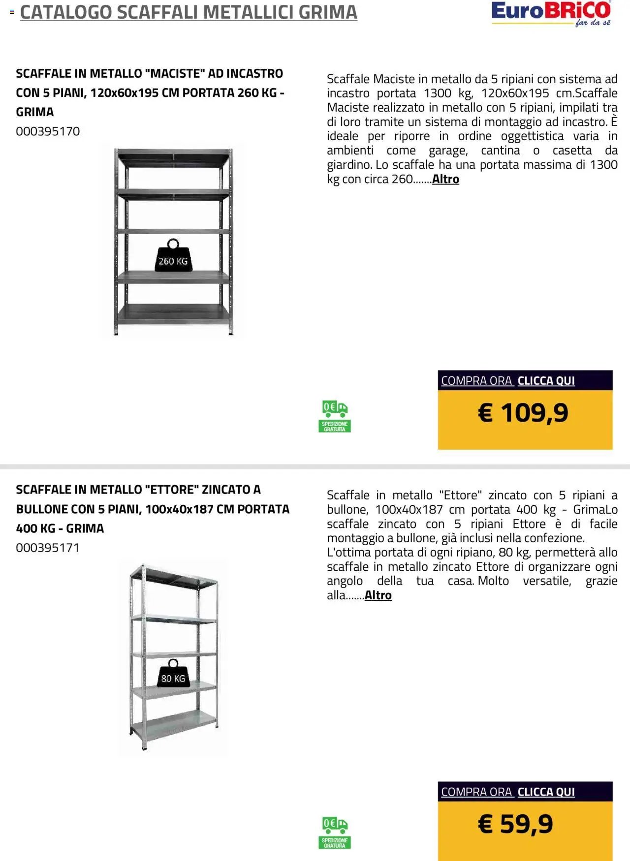 Eurobrico Scaffali metallici Grima catalogo