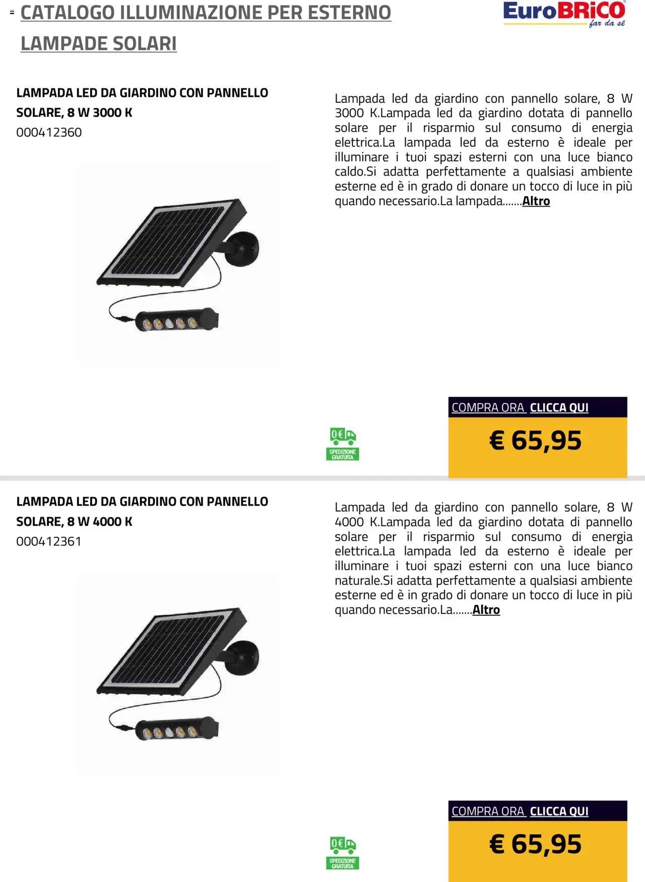 Eurobrico Illuminazione da esterno Lampade Solari catalogo
