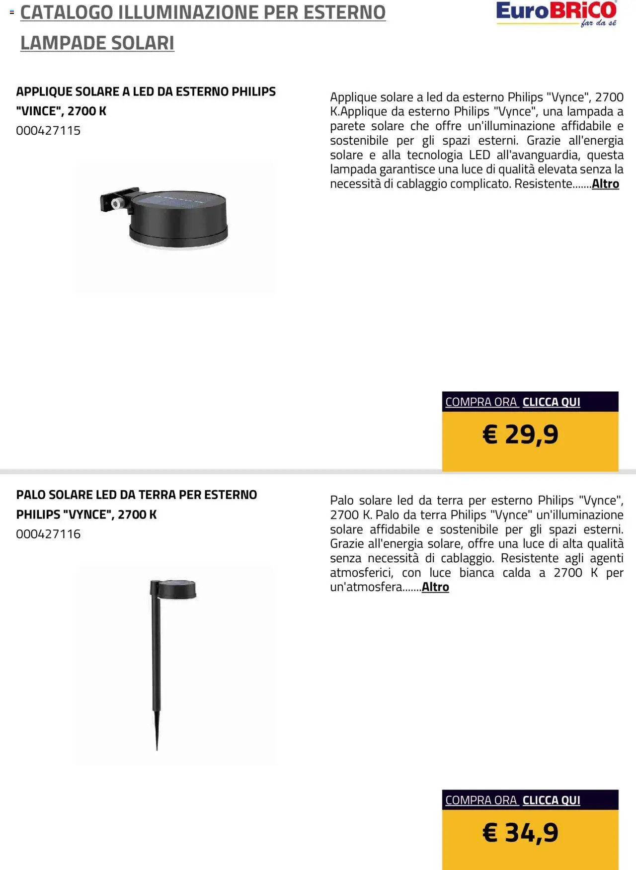 Eurobrico Illuminazione da esterno Lampade Solari catalogo