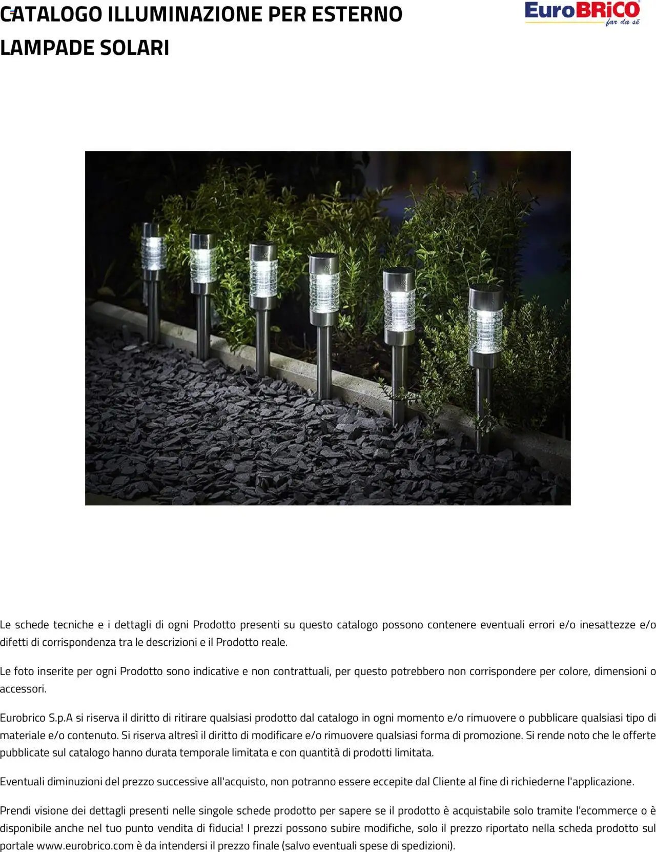 Eurobrico Illuminazione da esterno Lampade Solari catalogo