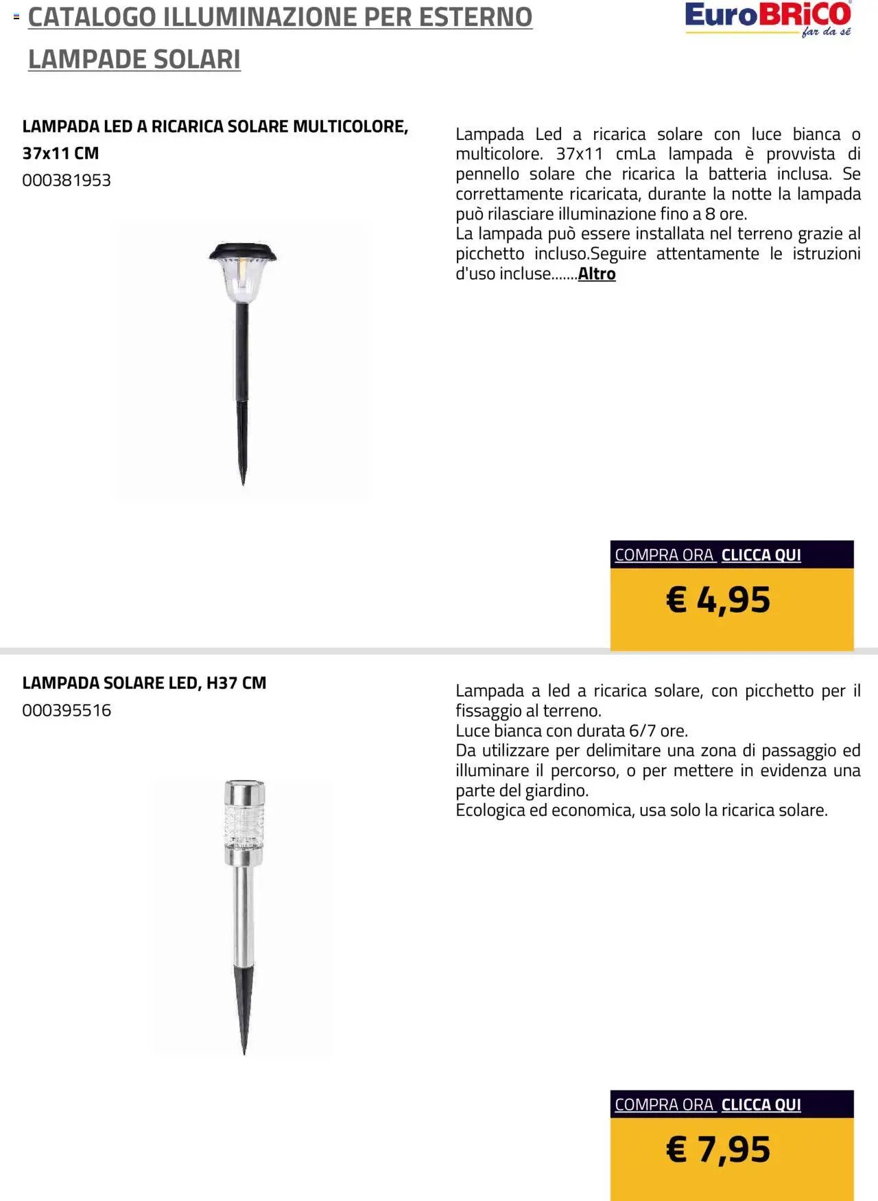 Eurobrico Illuminazione da esterno Lampade Solari catalogo