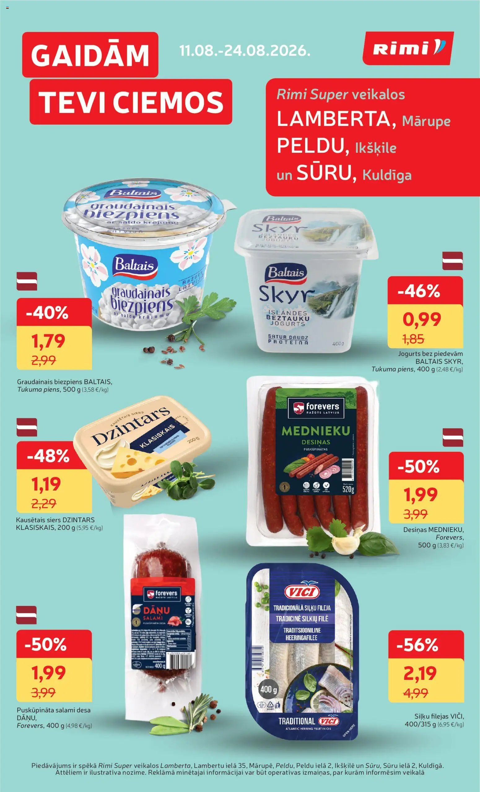 Rimi Super Lambertu Peldu un Sūru piedāvājumi