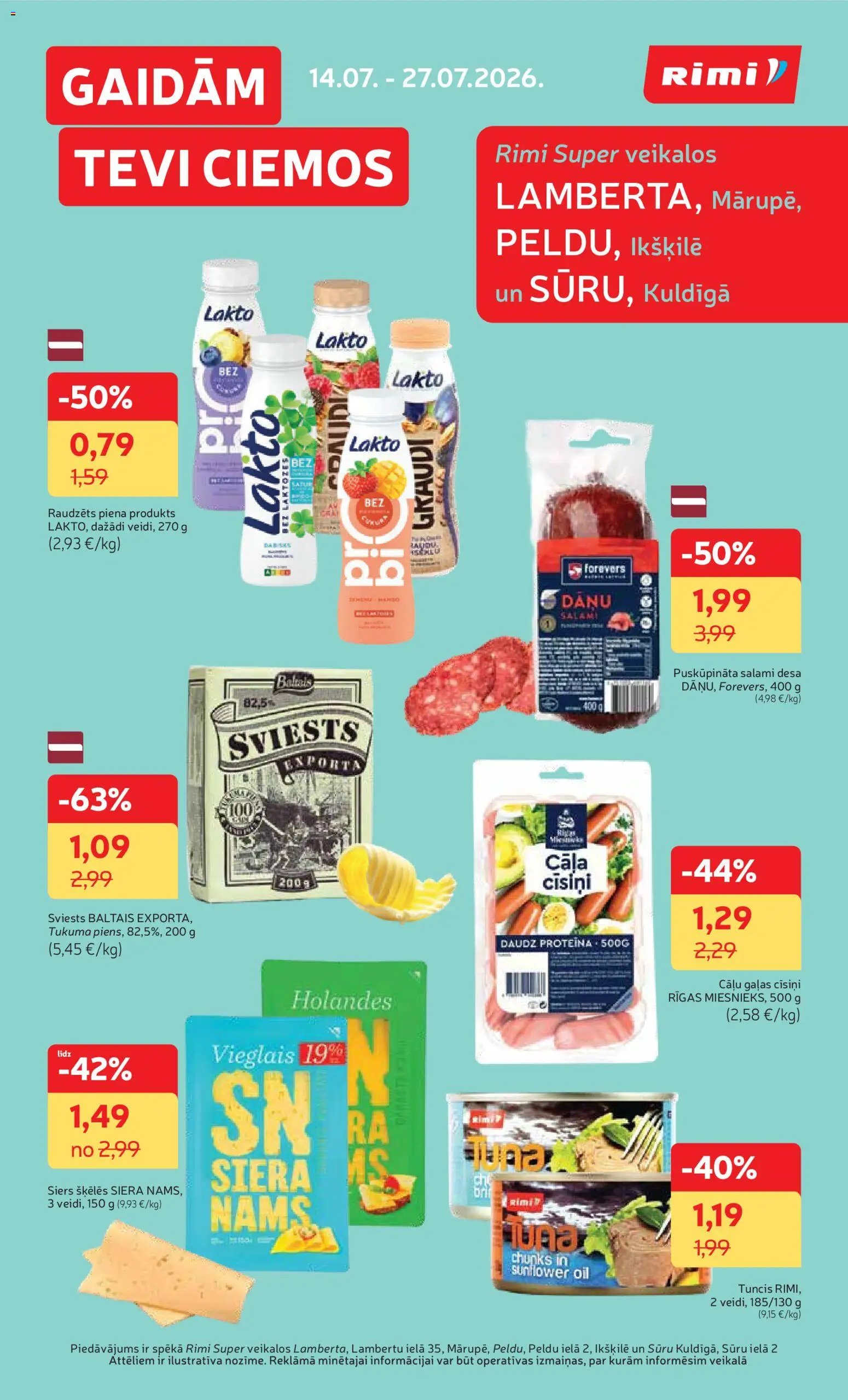Rimi Super Lambertu Peldu un Sūru specakcija