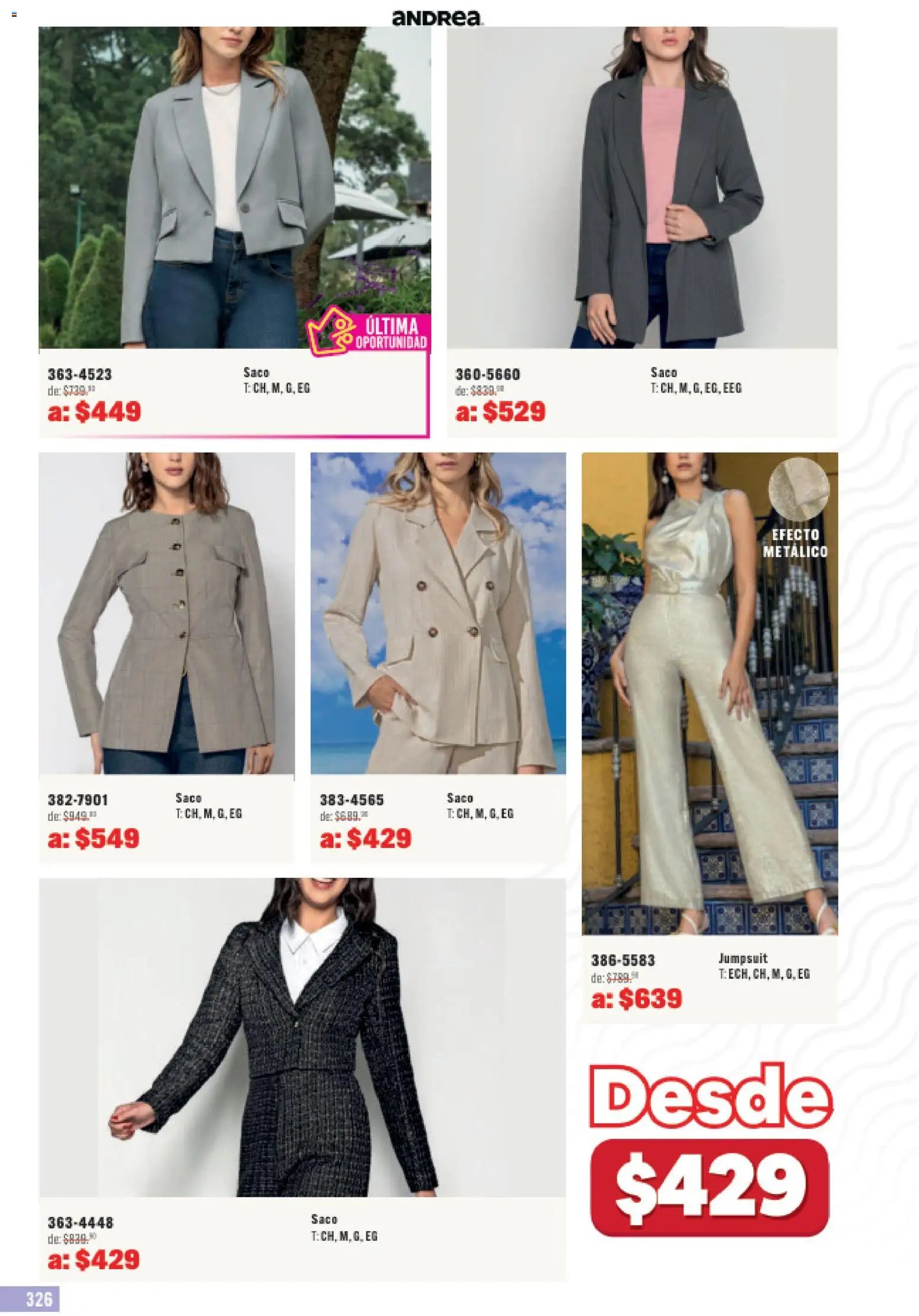 Andrea catálogo Outlet