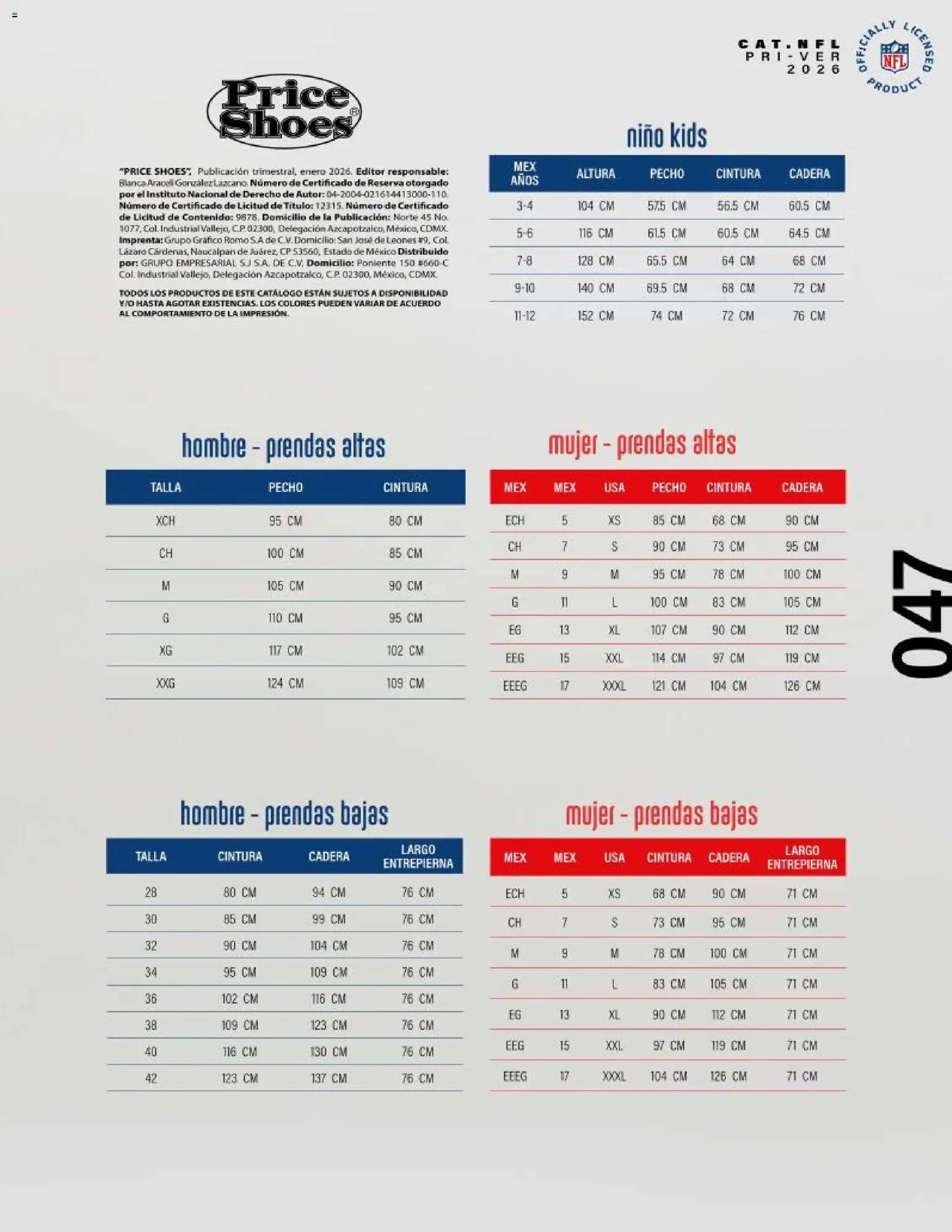 Price Shoes catálogo NFL
