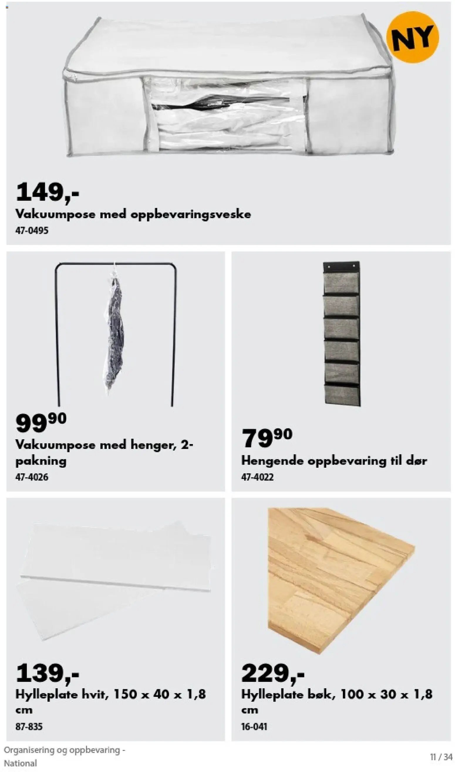 Biltema kundeavis Organisering og oppbevaring