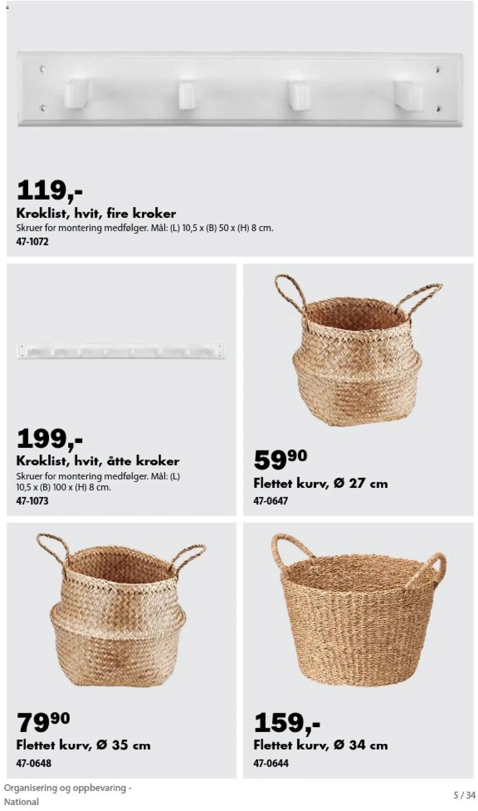 Biltema kundeavis Organisering og oppbevaring