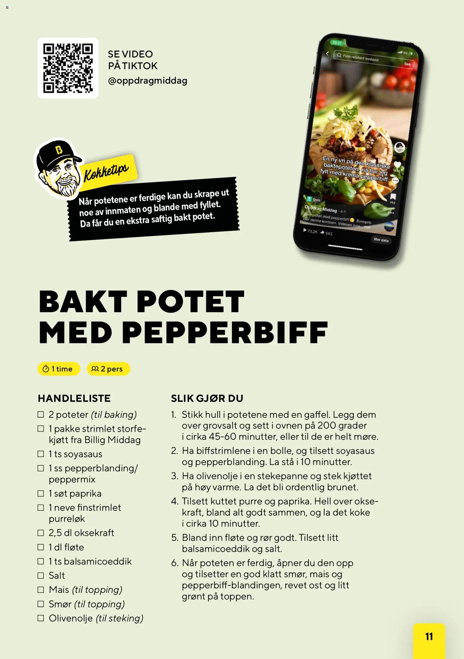 Bunnpris kundeavis middagsinspirasjon utviklet av