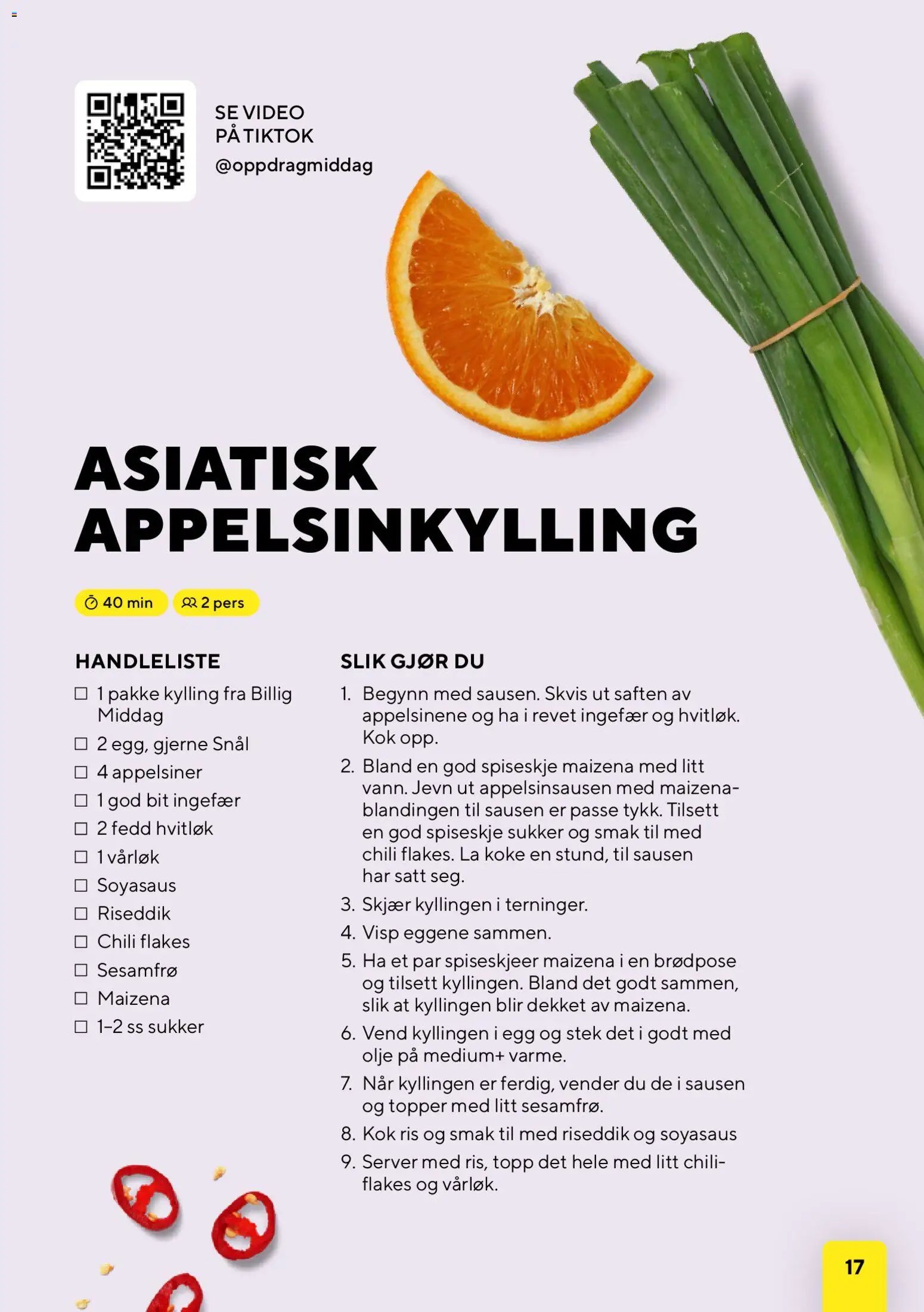 Bunnpris kundeavis middagsinspirasjon utviklet av