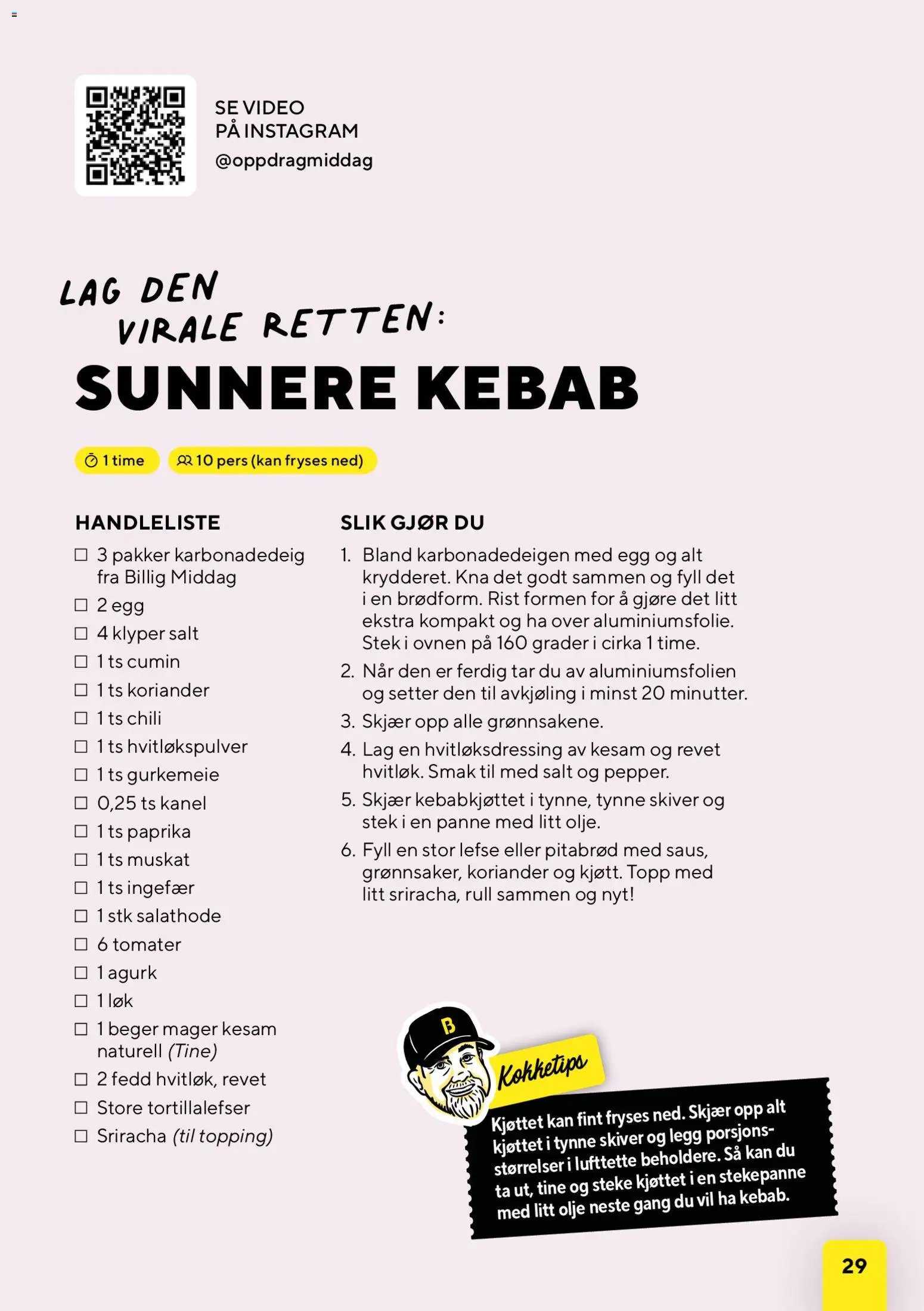 Bunnpris kundeavis middagsinspirasjon utviklet av