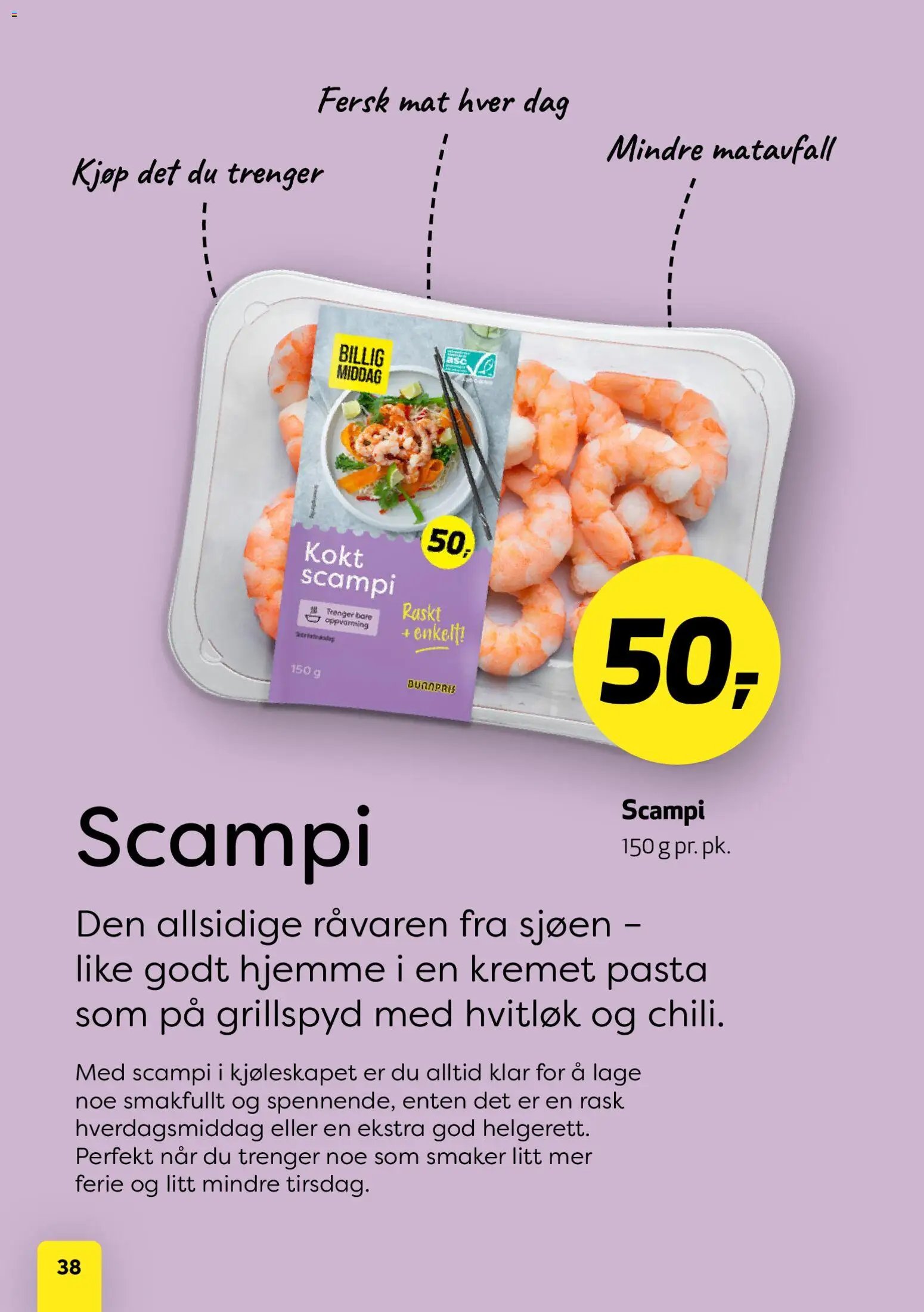 Bunnpris kundeavis middagsinspirasjon utviklet av