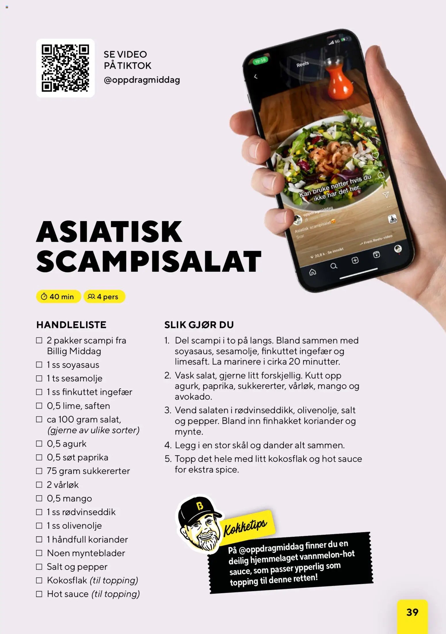 Bunnpris kundeavis middagsinspirasjon utviklet av
