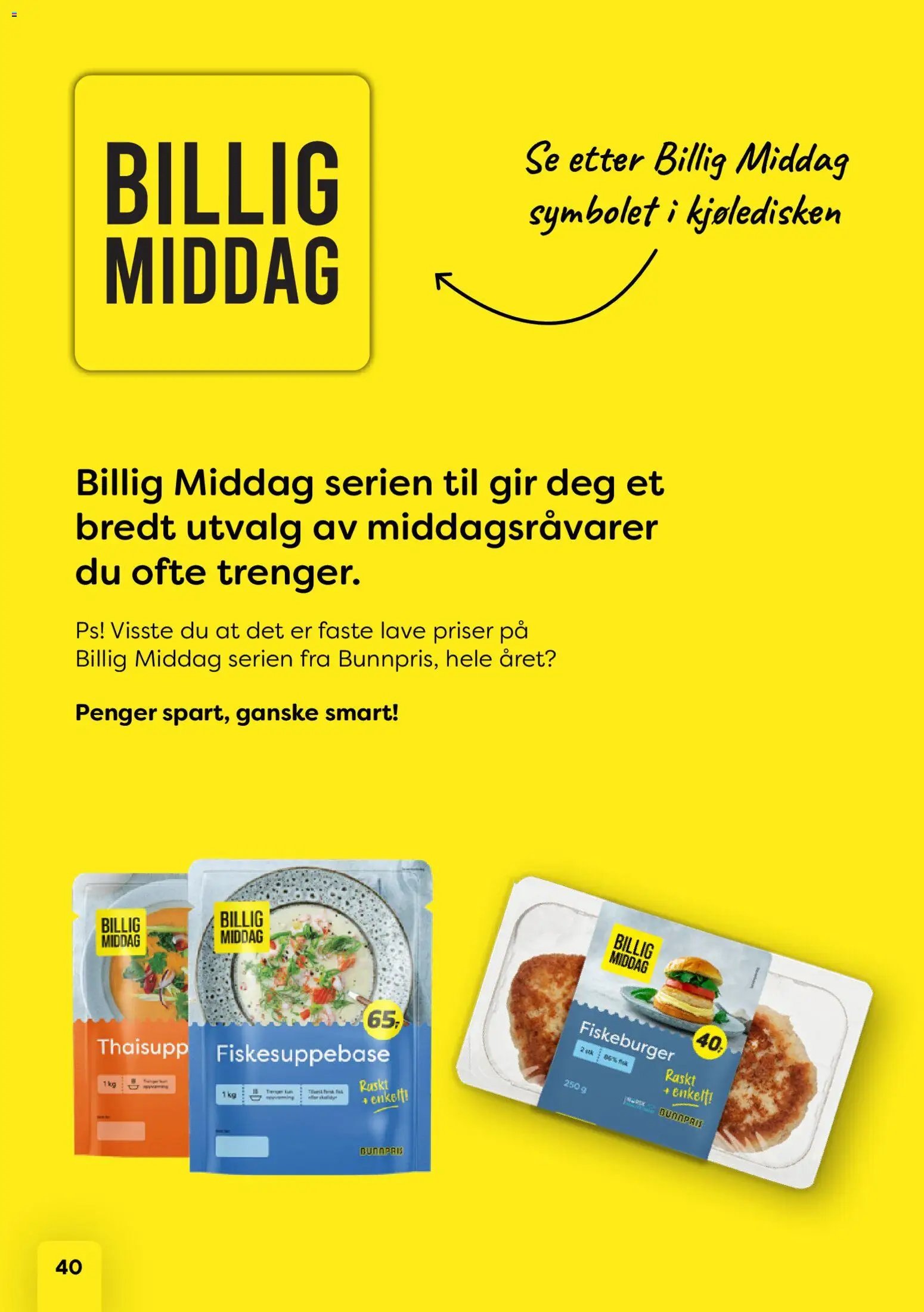 Bunnpris kundeavis middagsinspirasjon utviklet av