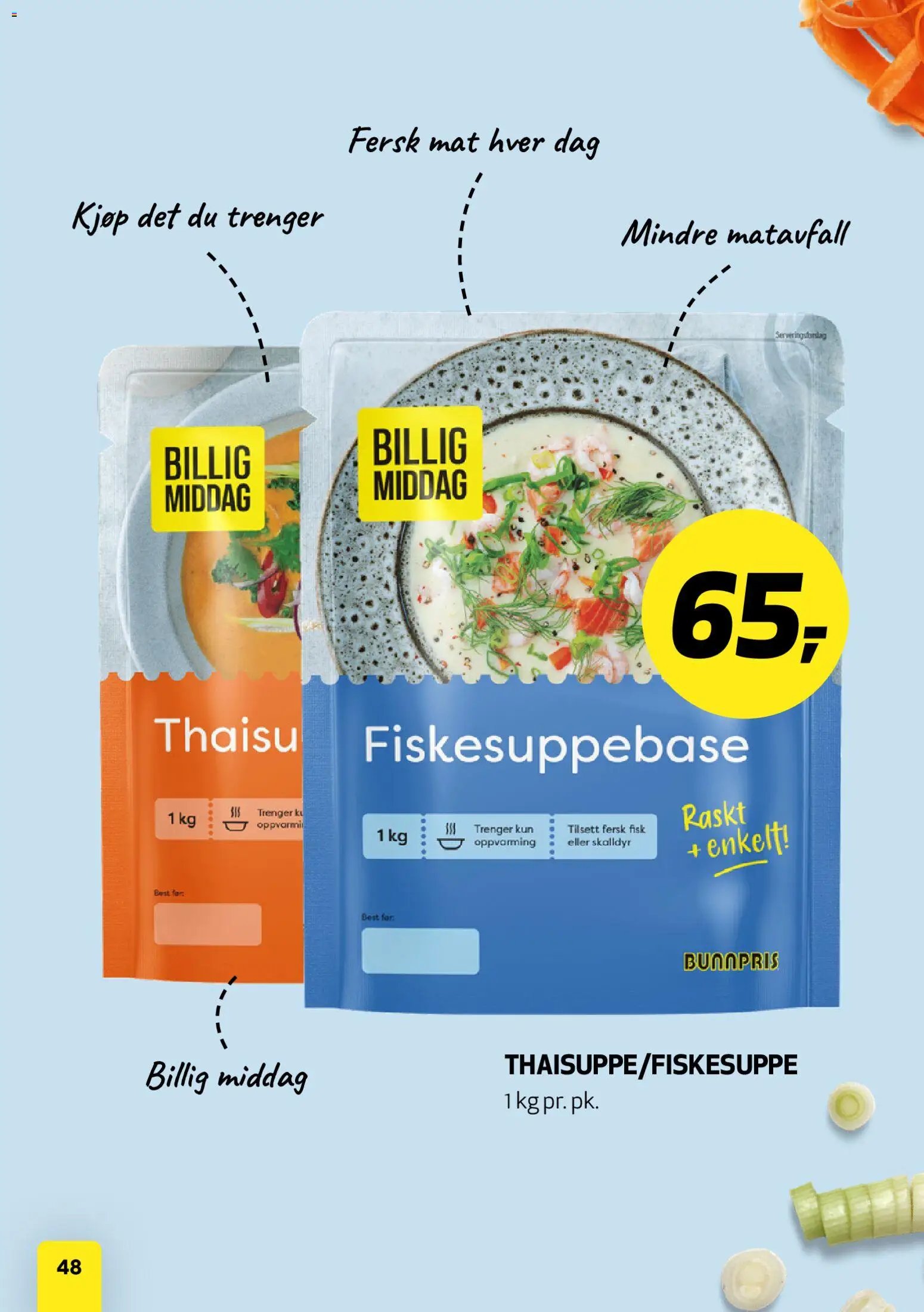 Bunnpris kundeavis middagsinspirasjon utviklet av