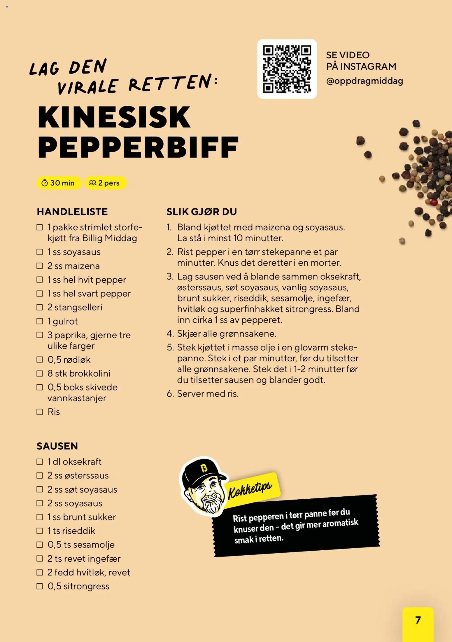 Bunnpris kundeavis middagsinspirasjon utviklet av