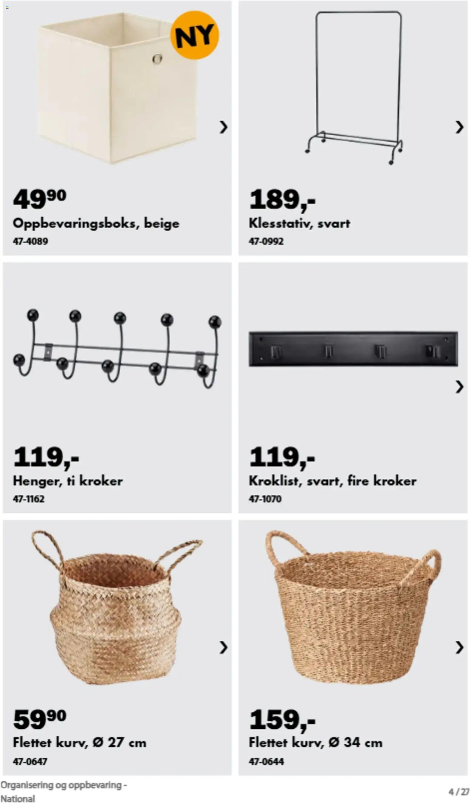 Biltema kundeavis Organisering og oppbevaring