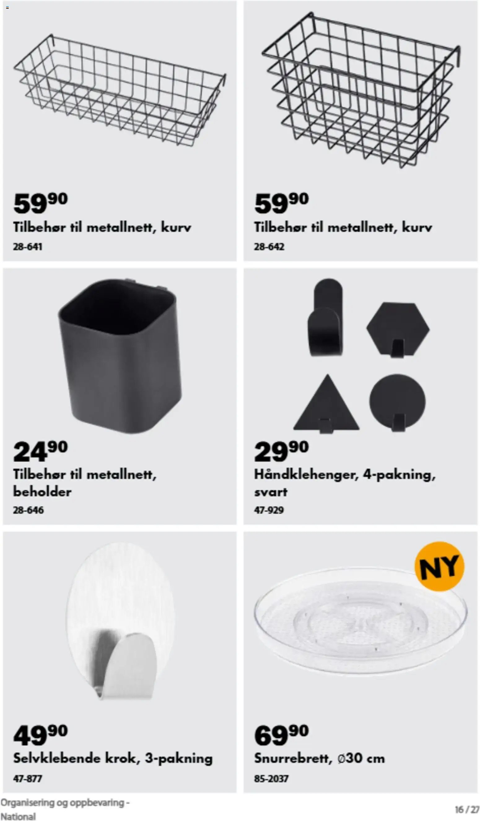 Biltema kundeavis Organisering og oppbevaring