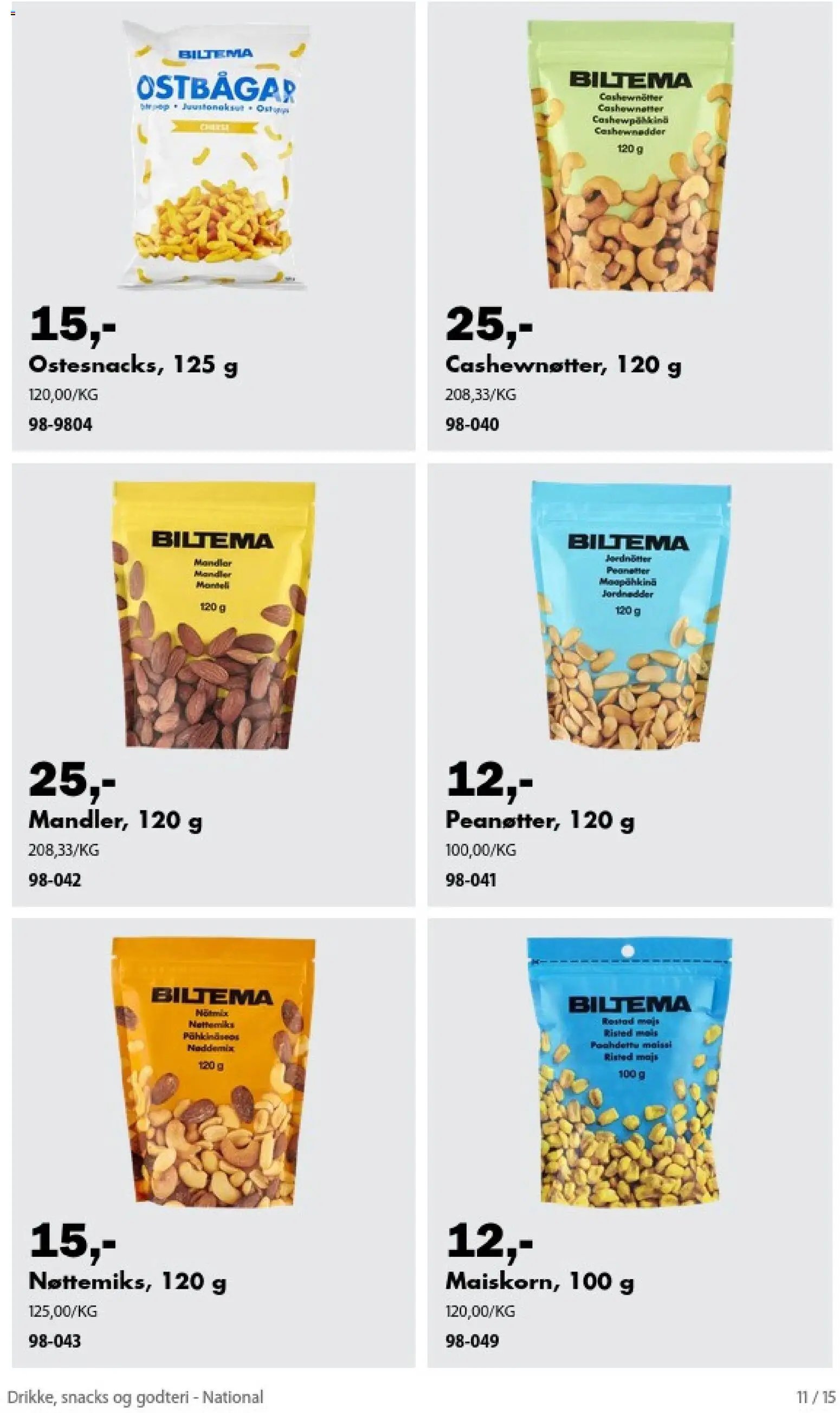 Biltema kundeavis Drikke, snacks og godteri - National