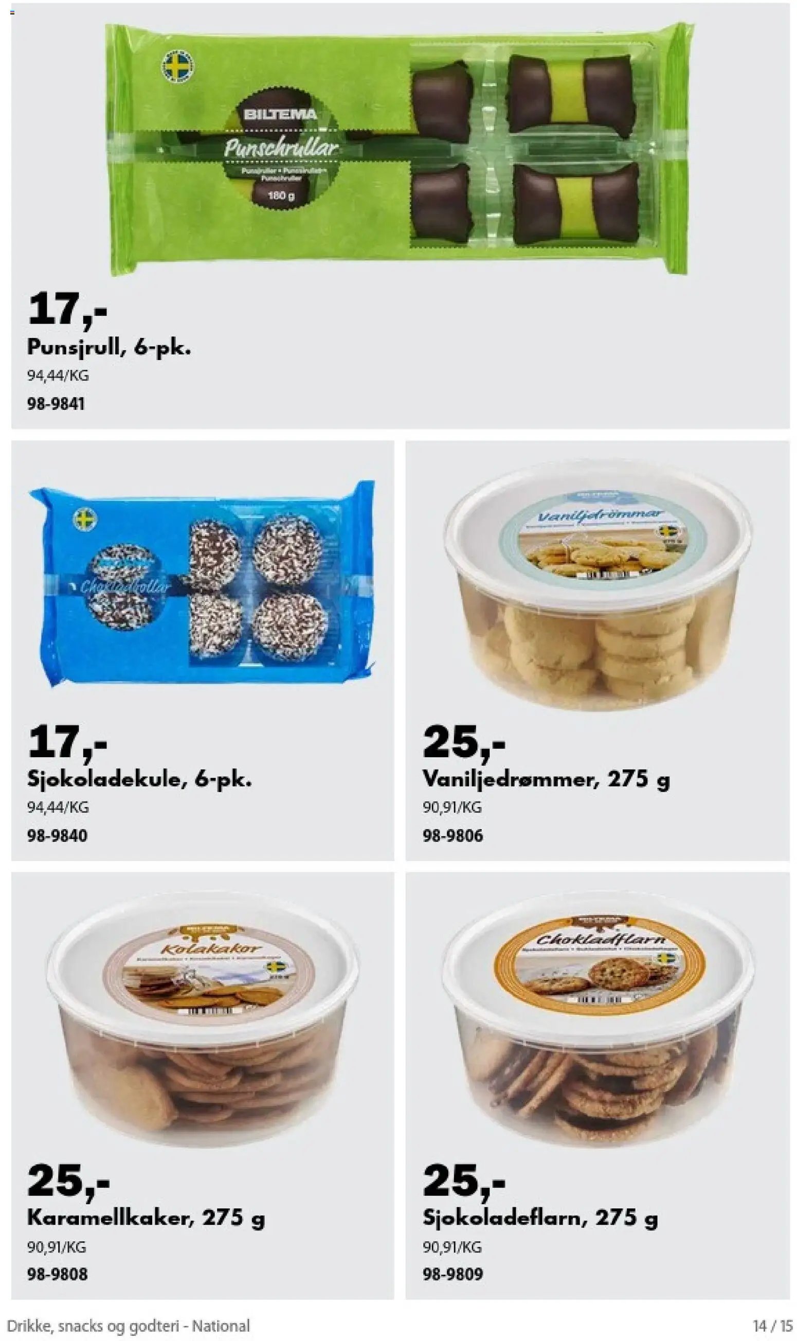 Biltema kundeavis Drikke, snacks og godteri - National