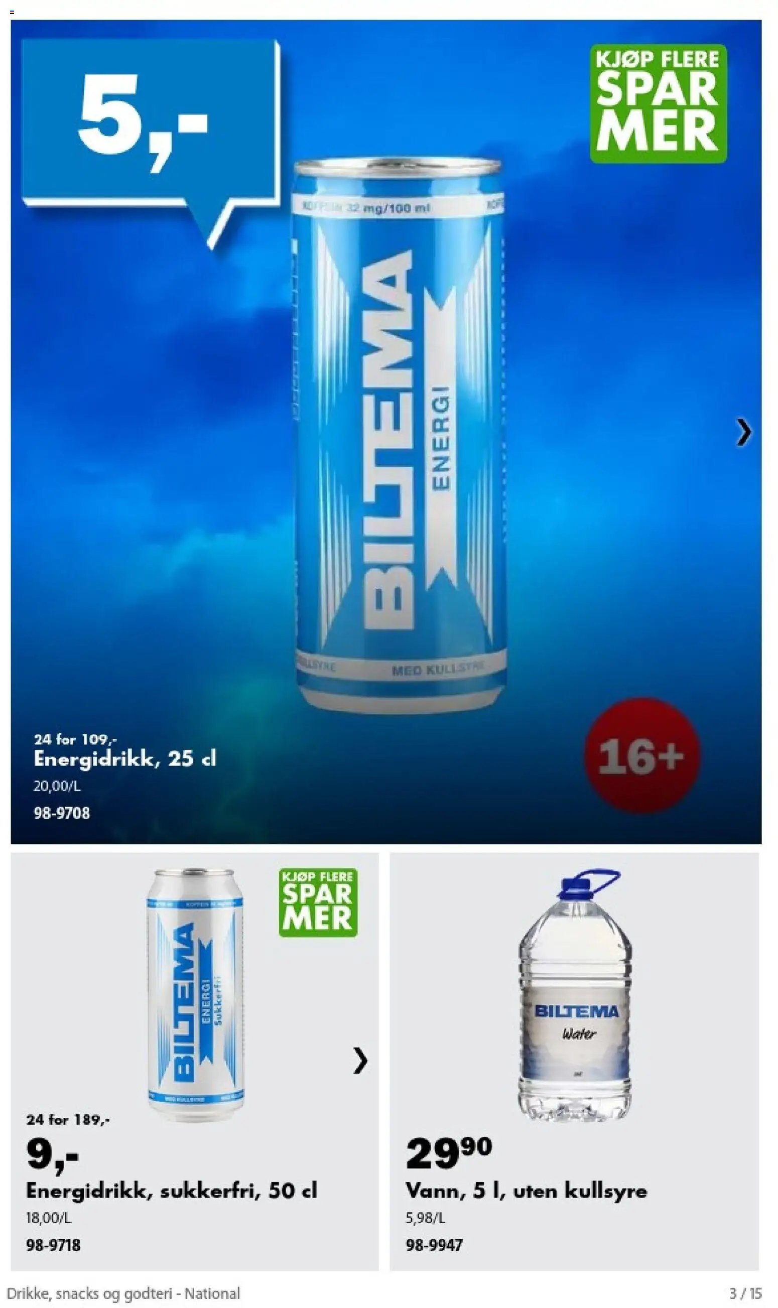 Biltema kundeavis Drikke, snacks og godteri - National